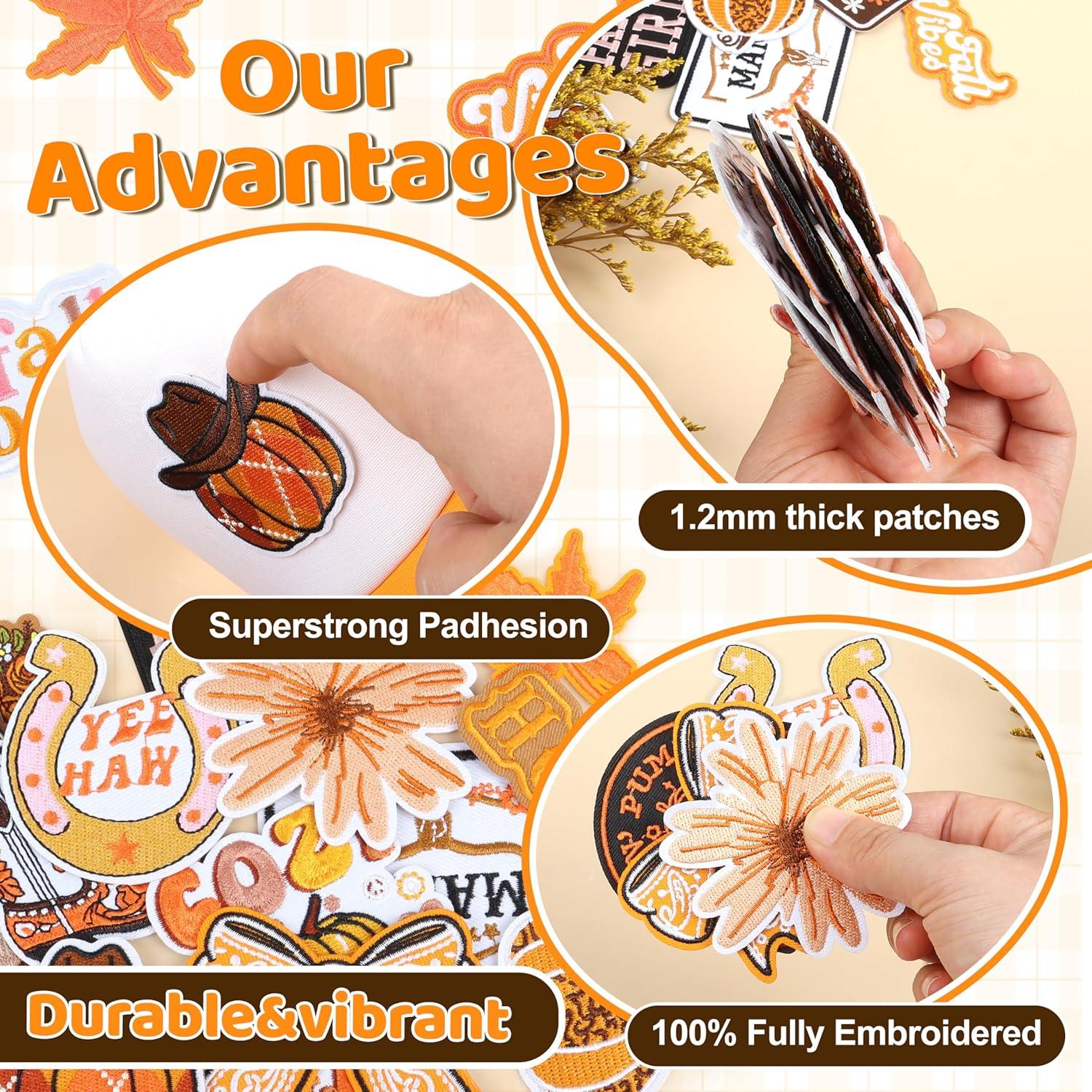 Parche Bordado Meneng 32 Piezas Otoño Calabazas y Hojas