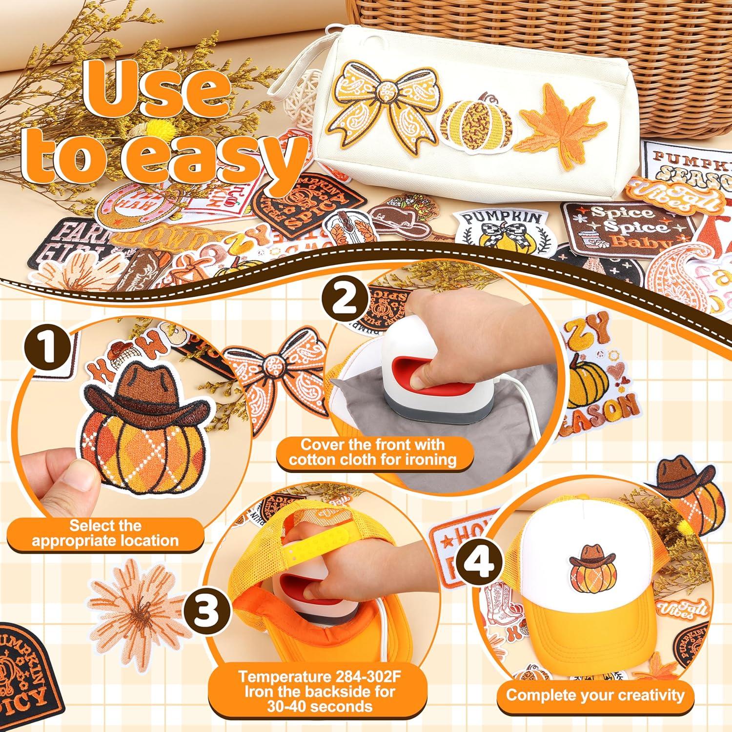 Parche Bordado Meneng 32 Piezas Otoño Calabazas y Hojas