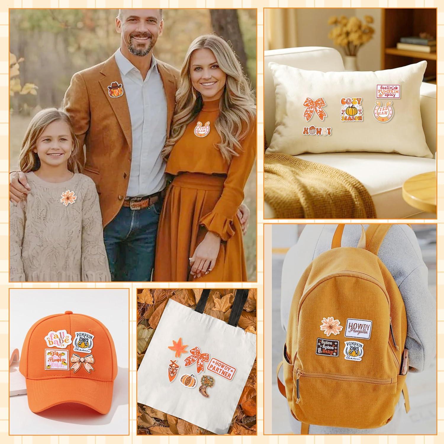 Parche Bordado Meneng 32 Piezas Otoño Calabazas y Hojas