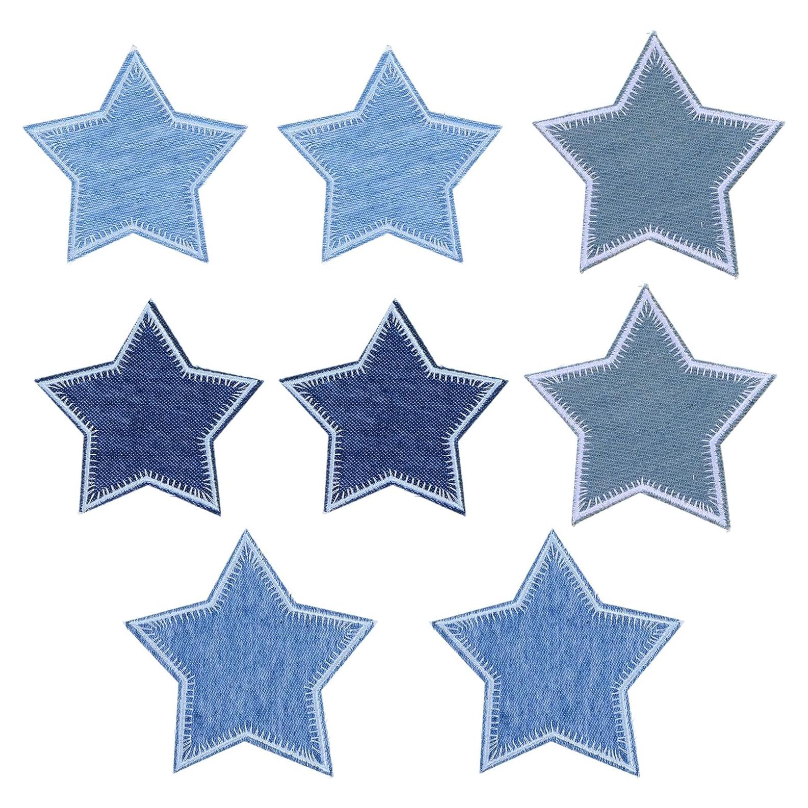 8 Parches de Estrella Azul GEEHUA para Planchar 8.5x8cm