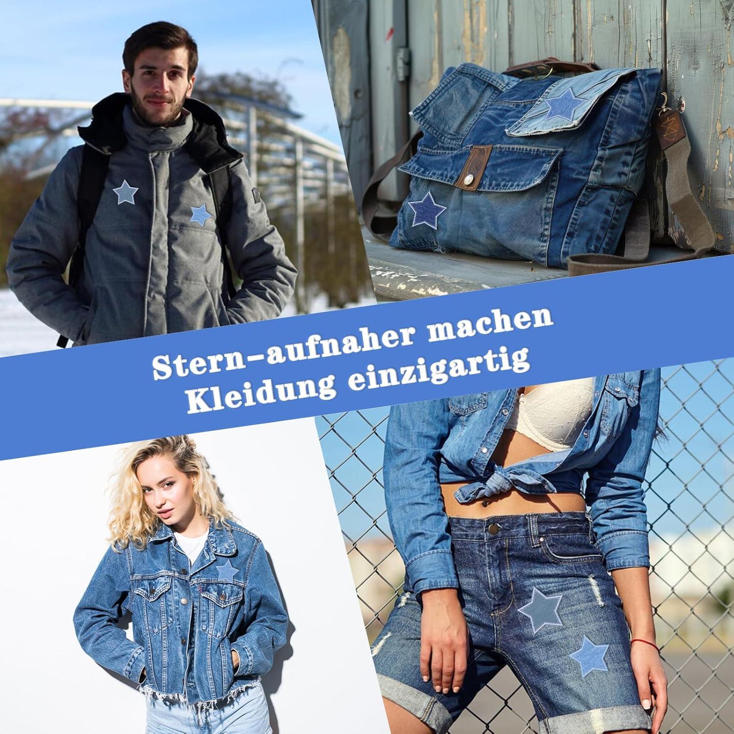 8 Parches de Estrella Azul GEEHUA para Planchar 8.5x8cm