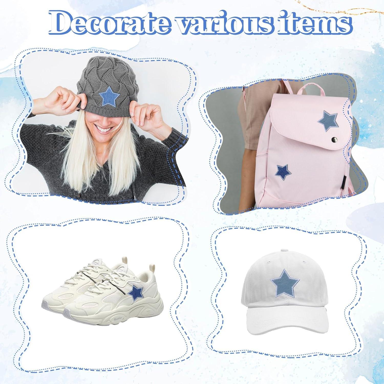 8 Parches de Estrella Azul GEEHUA para Planchar 8.5x8cm