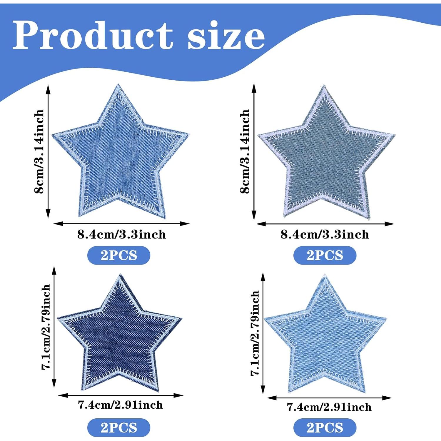 8 Parches de Estrella Azul GEEHUA para Planchar 8.5x8cm