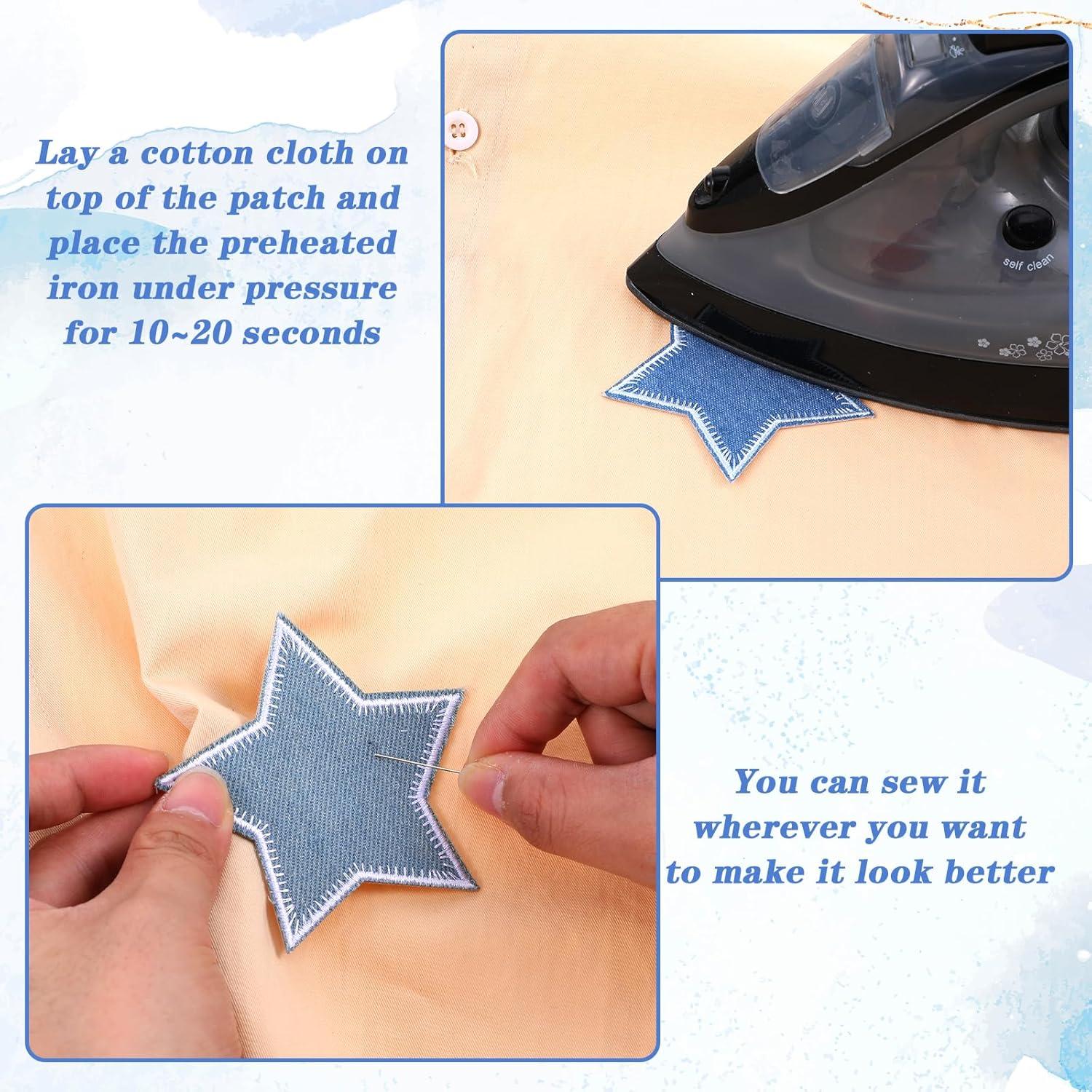 8 Parches de Estrella Azul GEEHUA para Planchar 8.5x8cm