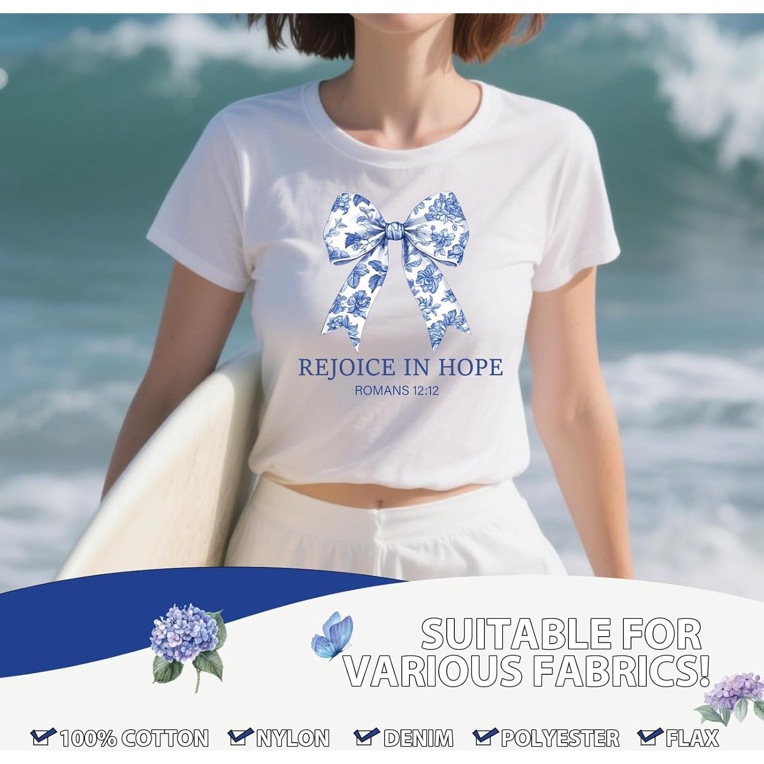 Transferencias de Plancha Falueqg Lazo Azul - 9 Piezas 18x18cm