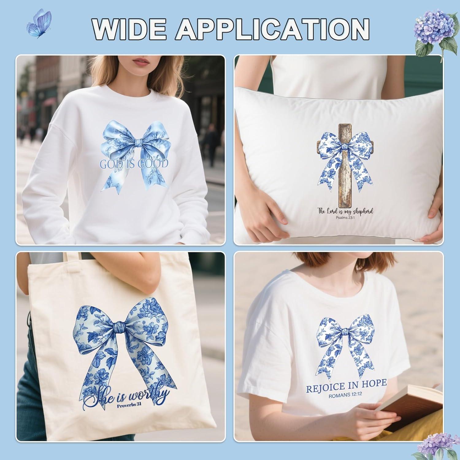 Transferencias de Plancha Falueqg Lazo Azul - 9 Piezas 18x18cm