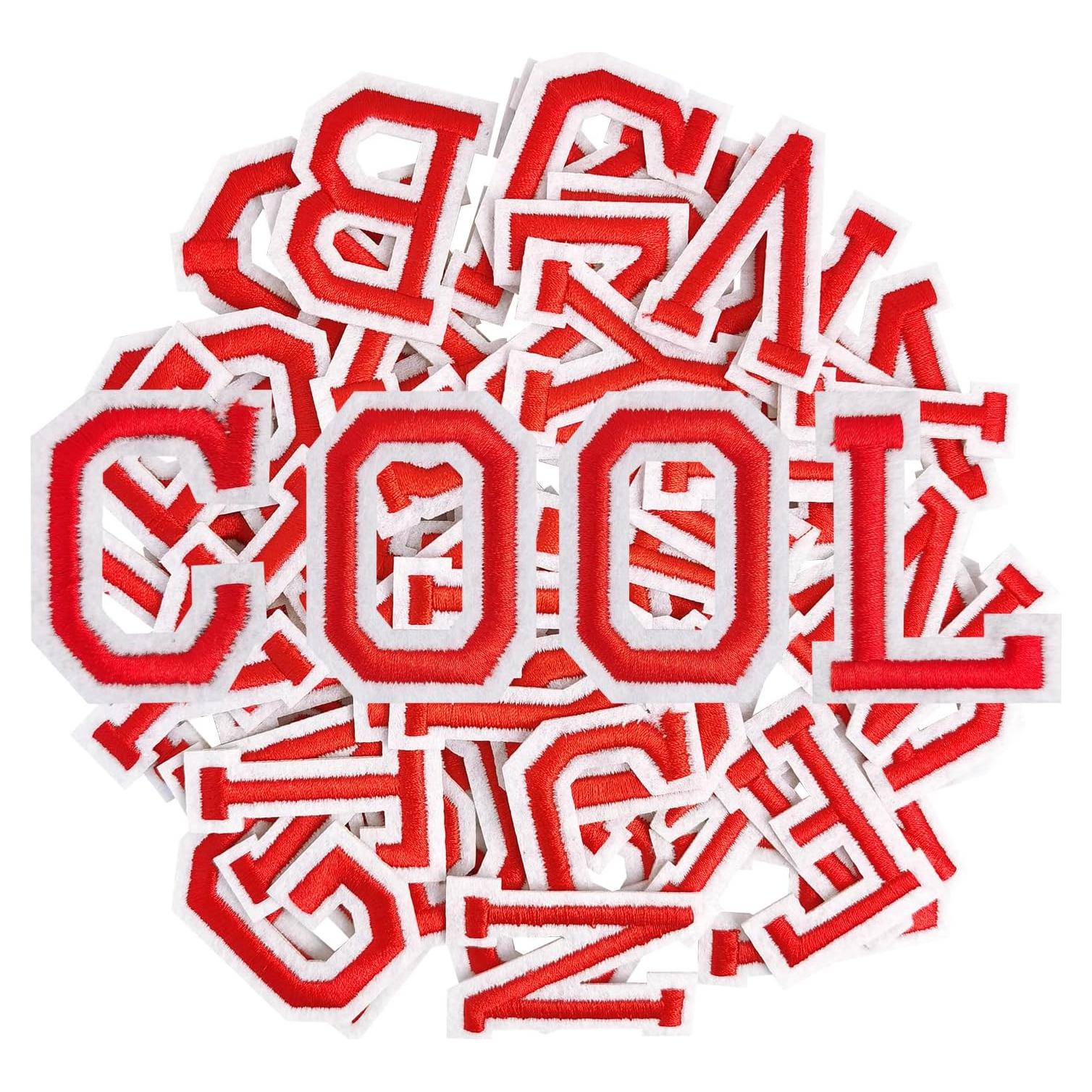 Parches Letras Planas CLINTT 52 Pcs Rojo Termofusible