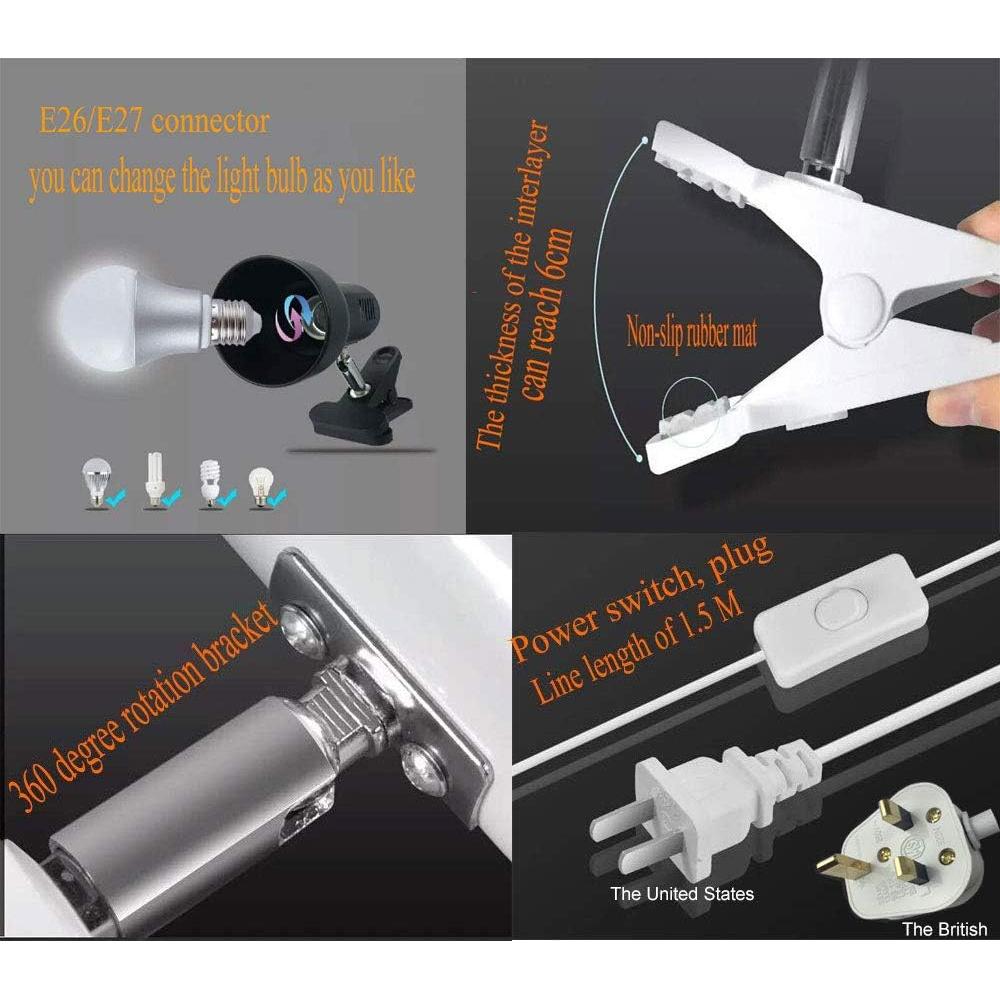 Lámpara de Clip LED Rong&LAN Blanca, 360° Ajustable, 30W