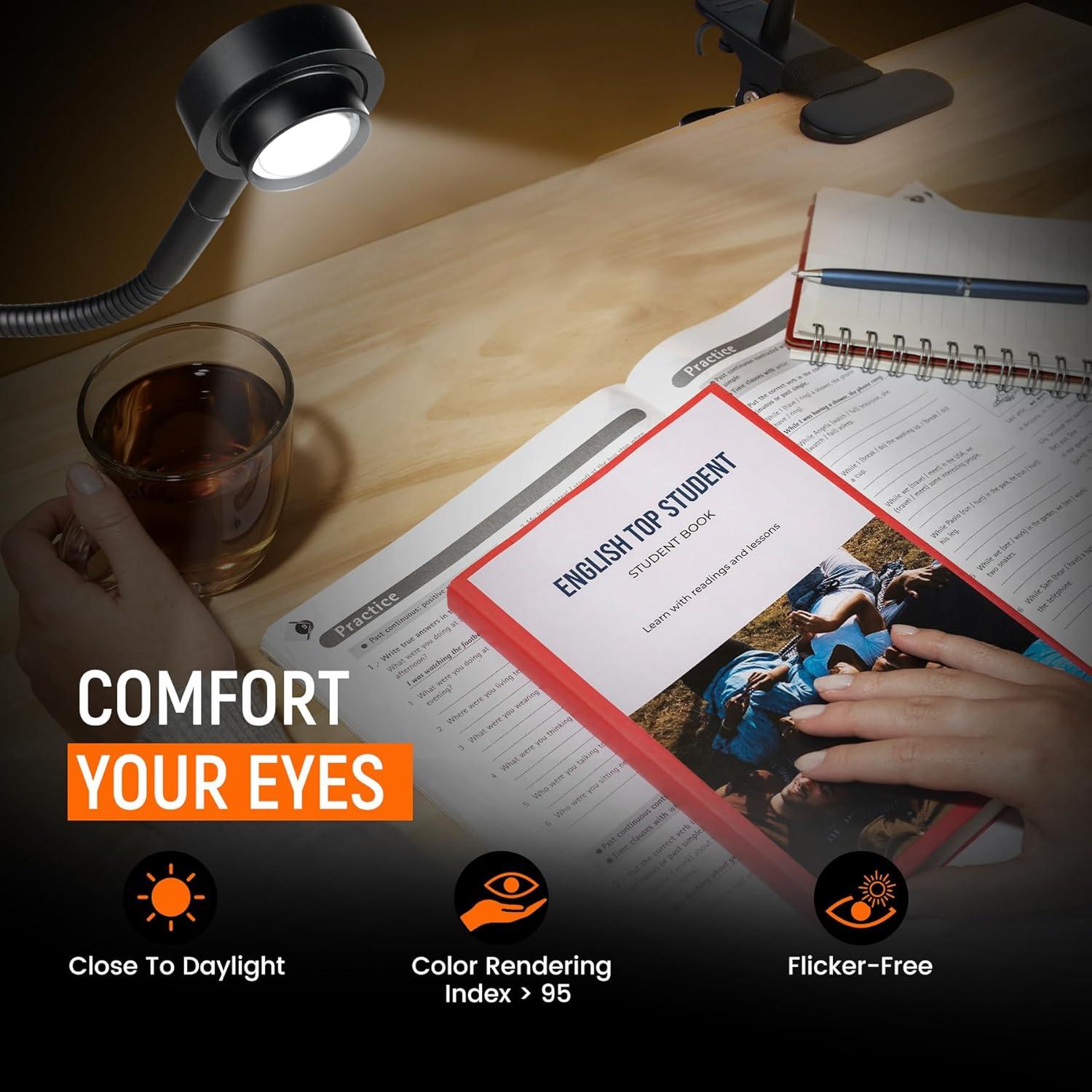 Luz de Lectura LED RVSPARK con Clip Flexible y 3 Modos