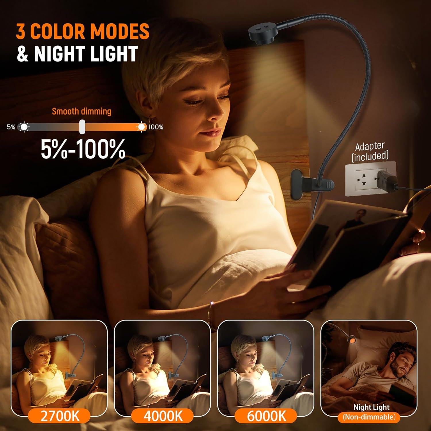 Luz de Lectura LED RVSPARK con Clip Flexible y 3 Modos
