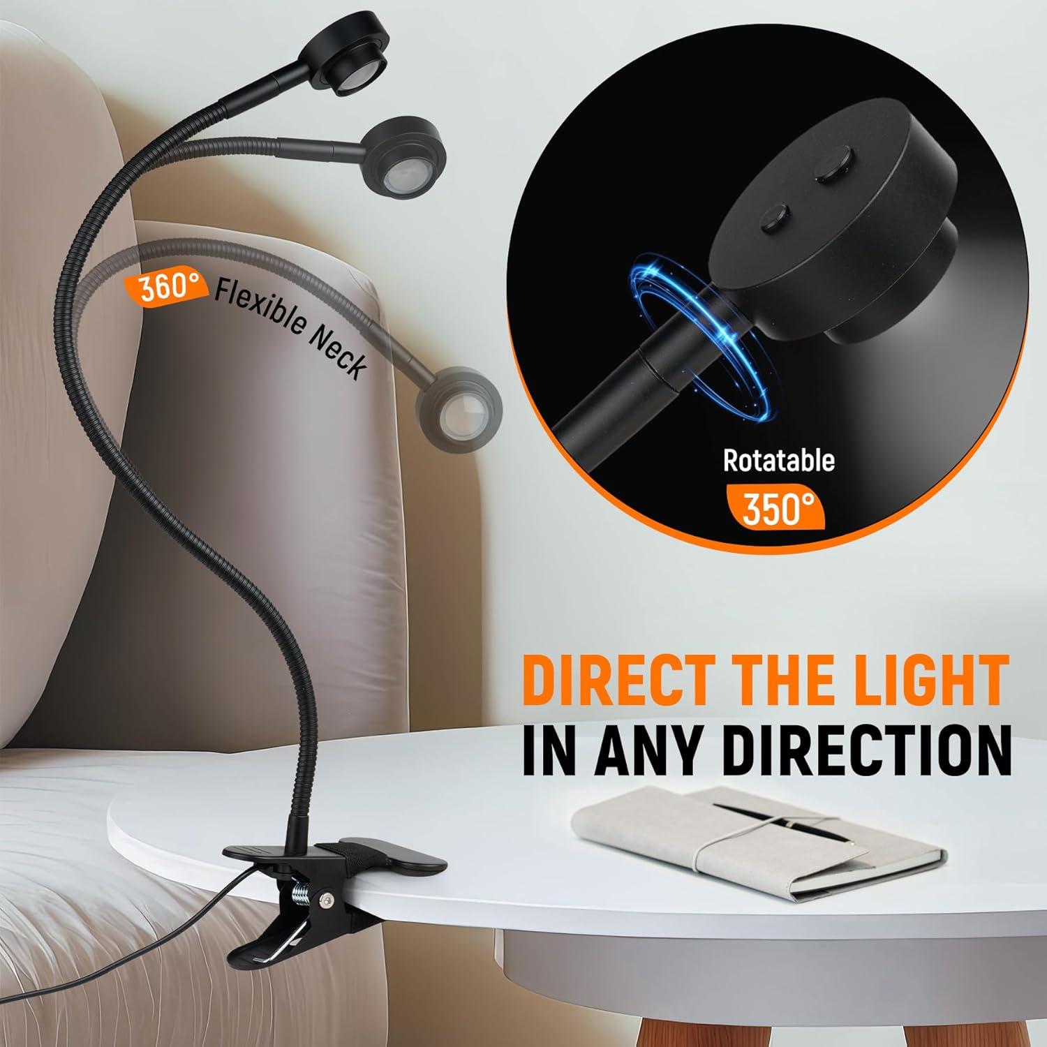 Luz de Lectura LED RVSPARK con Clip Flexible y 3 Modos