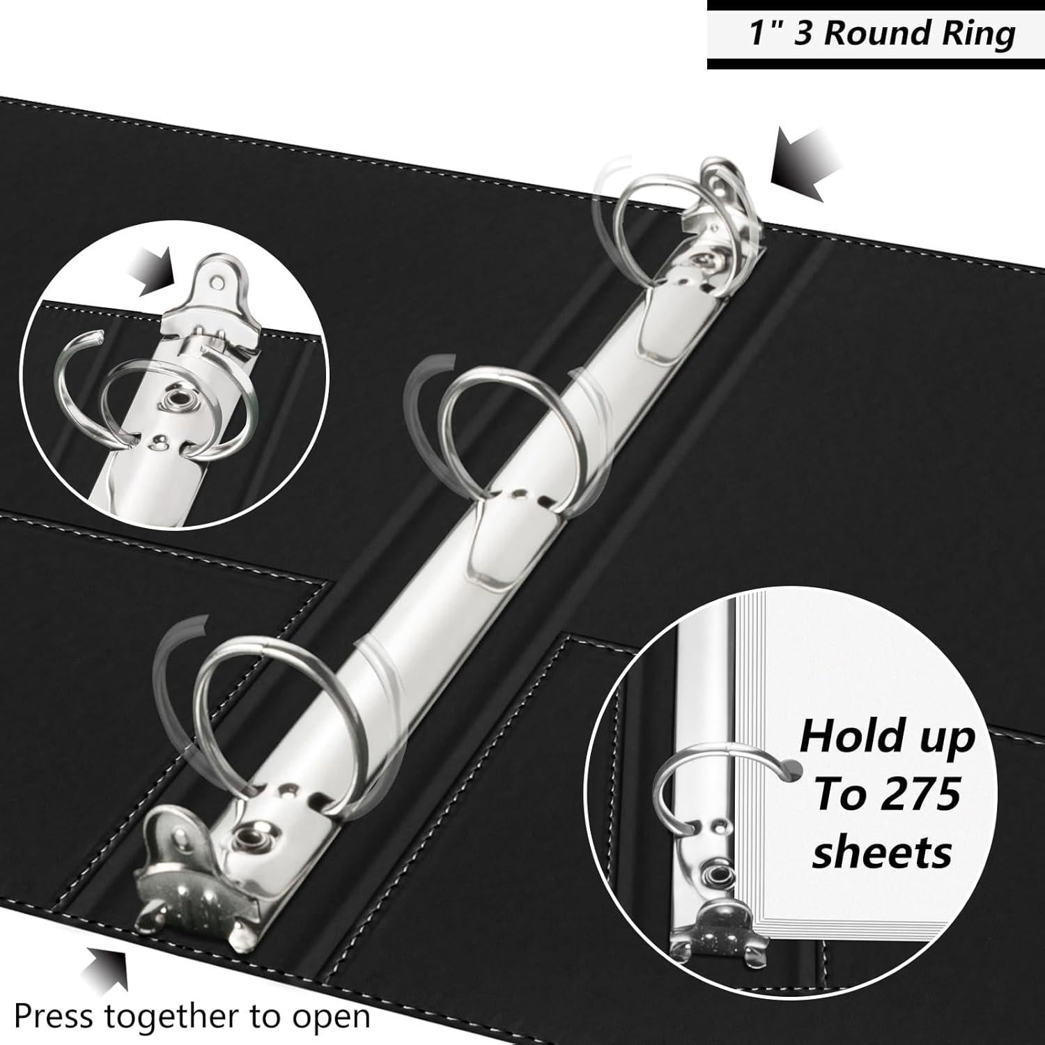 Carpeta de 3 Anillos BVSSX 1 Pulgada Cuero Lino Gris Oscuro