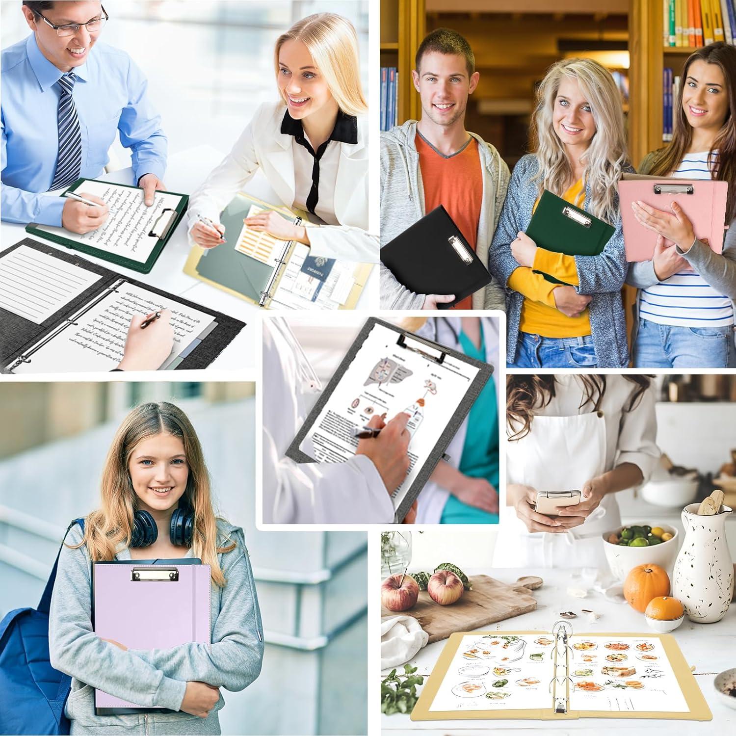 Carpeta de 3 Anillos BVSSX 1 Pulgada Cuero Lino Gris Oscuro