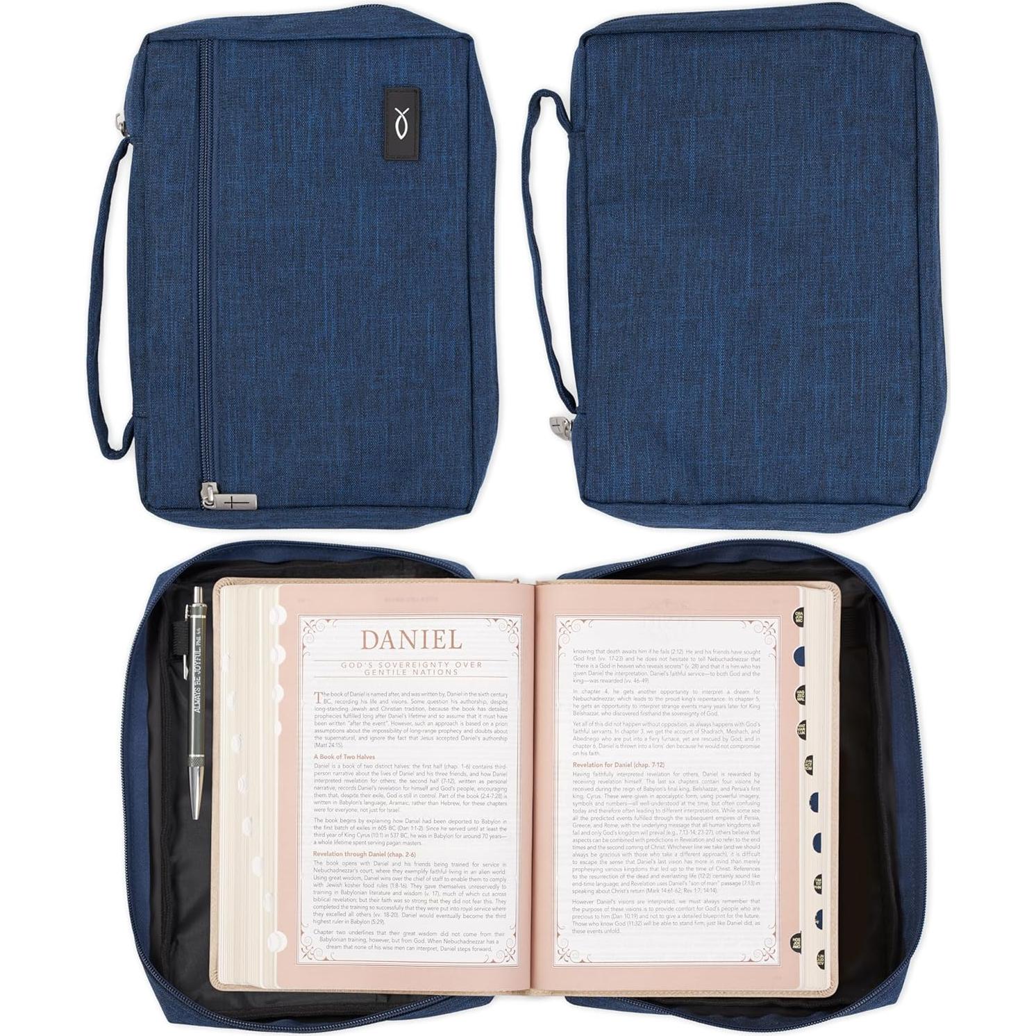 Funda de Biblia Pequeña Christian Art Gifts Azul Marino con Cremallera