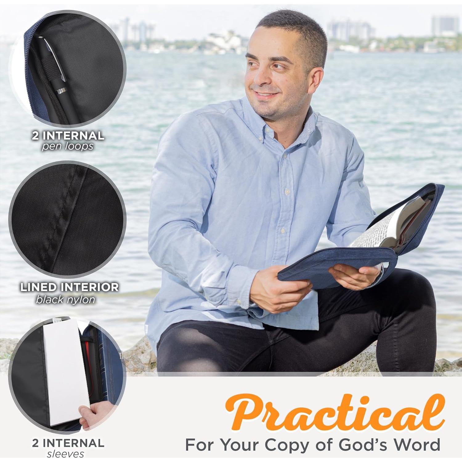 Funda de Biblia Pequeña Christian Art Gifts Azul Marino con Cremallera