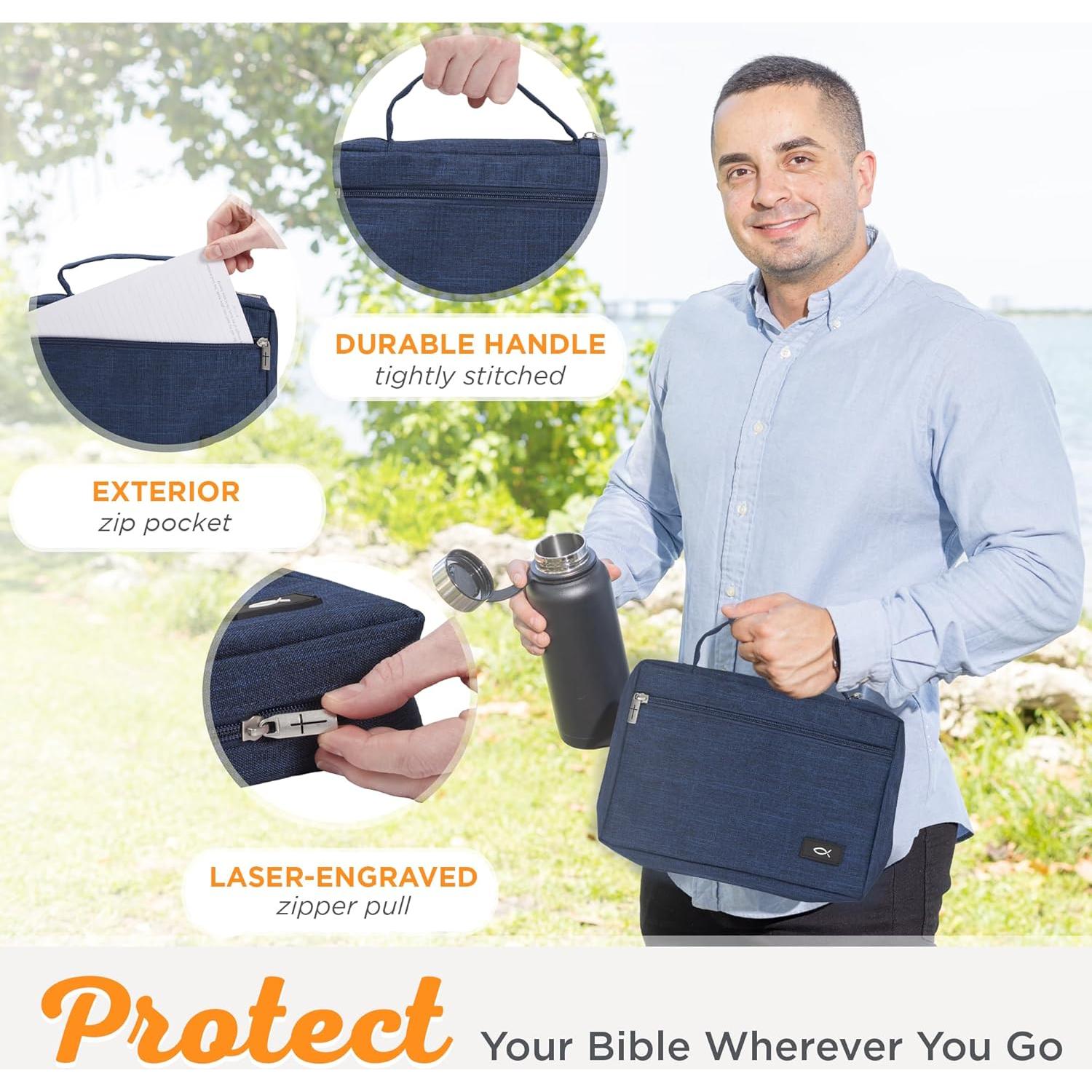 Funda de Biblia Pequeña Christian Art Gifts Azul Marino con Cremallera