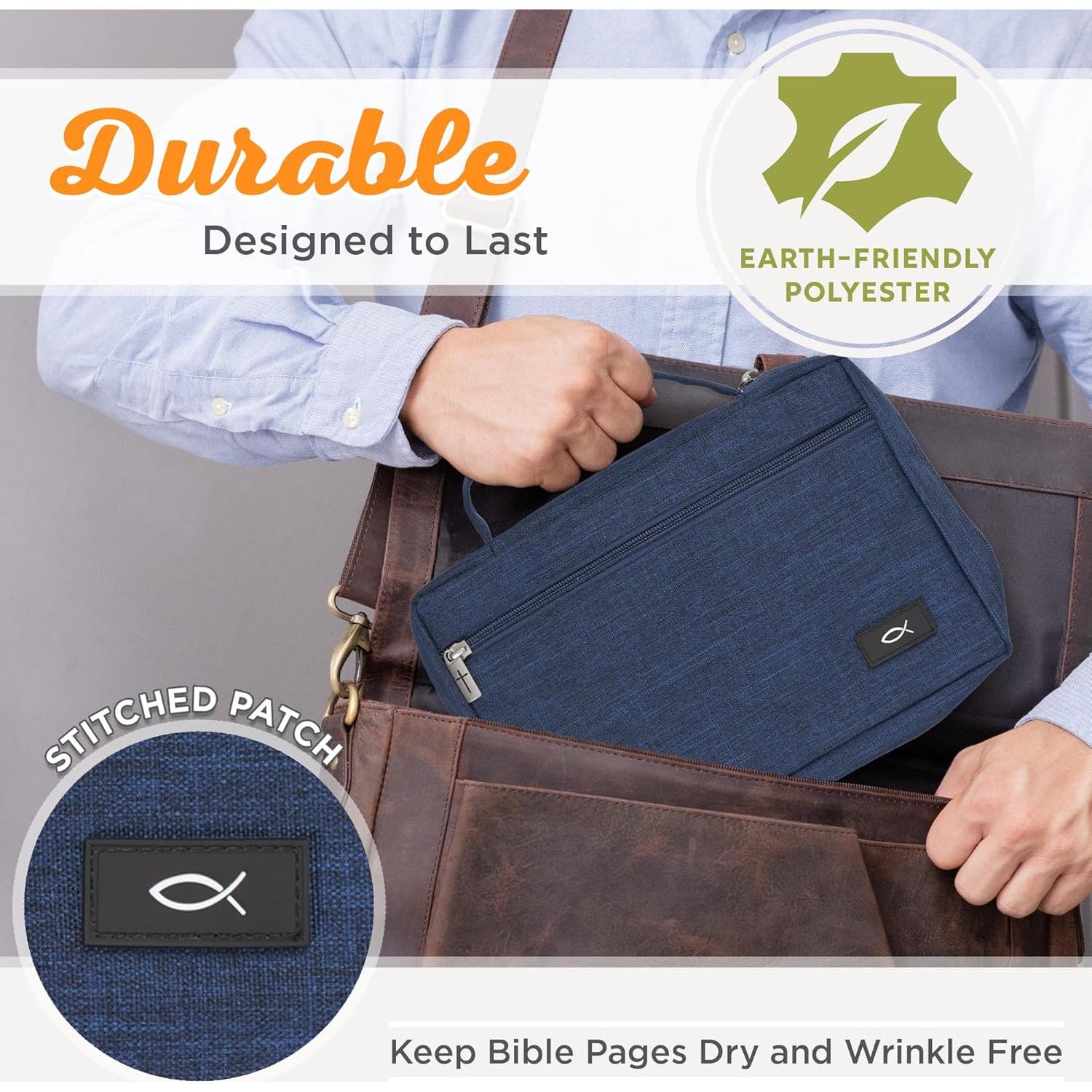 Funda de Biblia Pequeña Christian Art Gifts Azul Marino con Cremallera