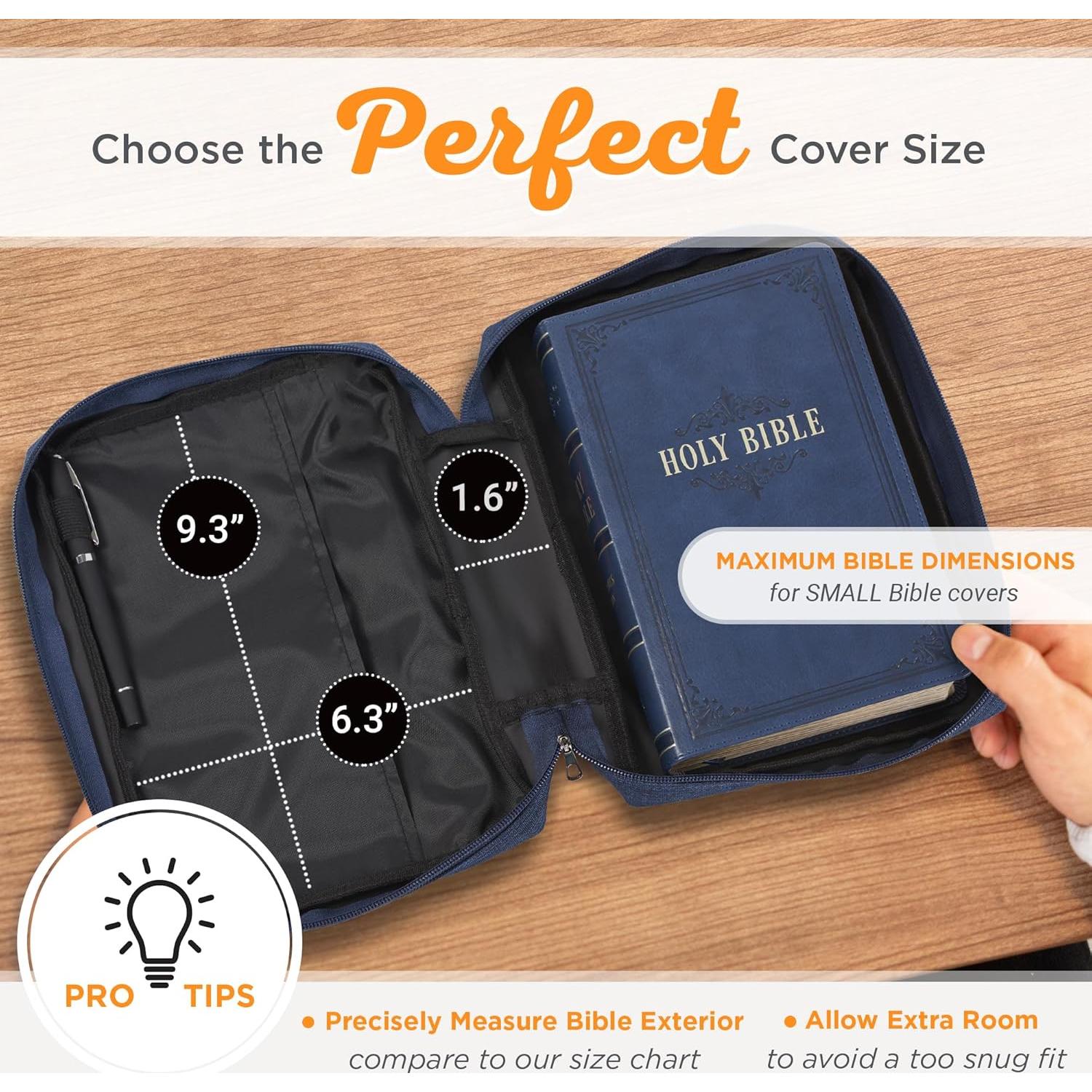 Funda de Biblia Pequeña Christian Art Gifts Azul Marino con Cremallera