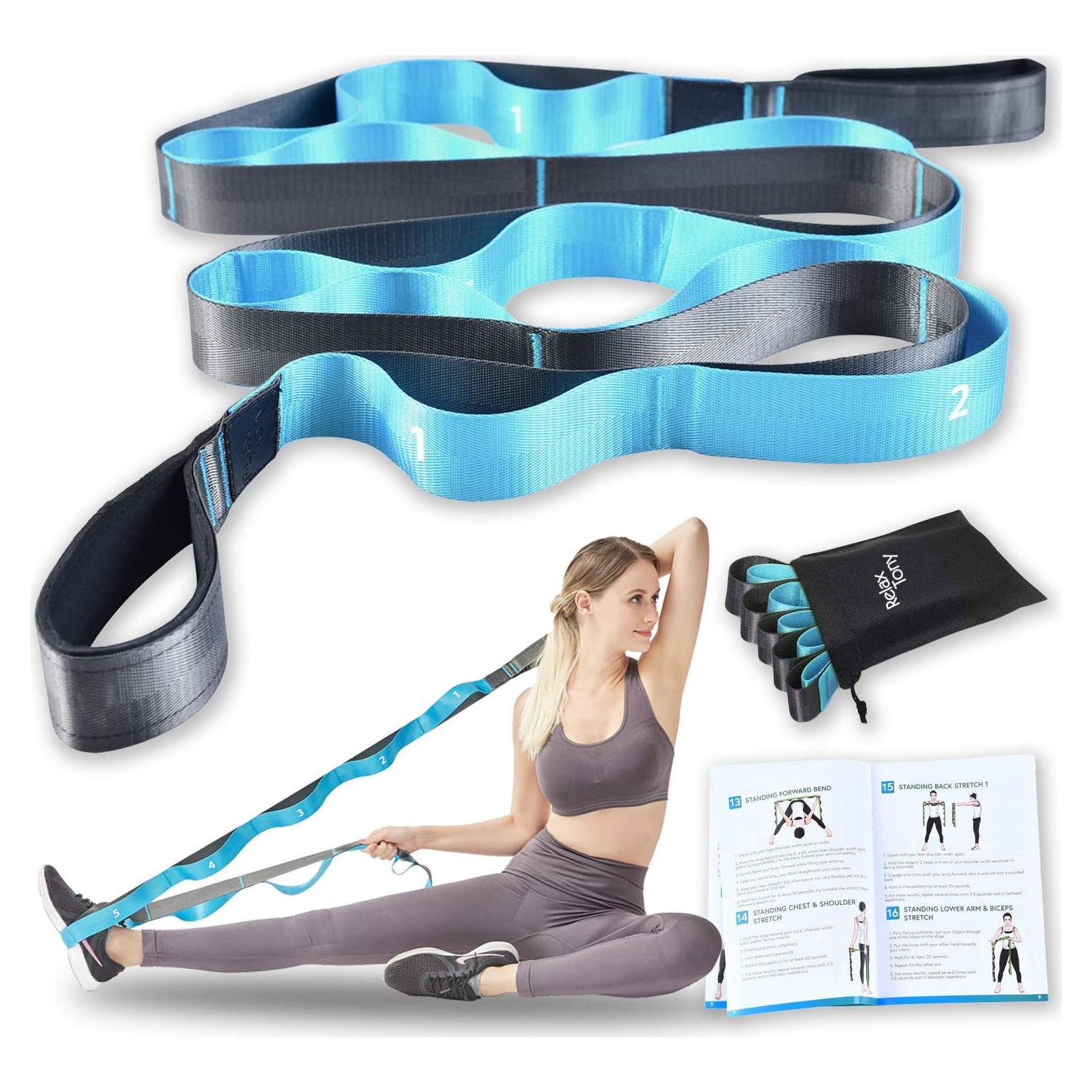 Correa de Estiramiento de Yoga Relax Tony 12 Asas Azul