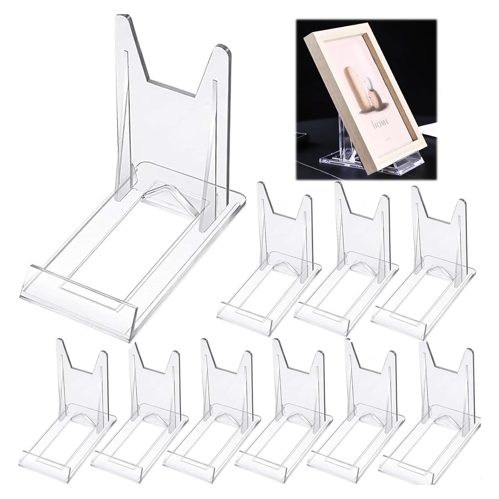 Paquete de 10 Soportes de Acrílico Ajustables para Libros
