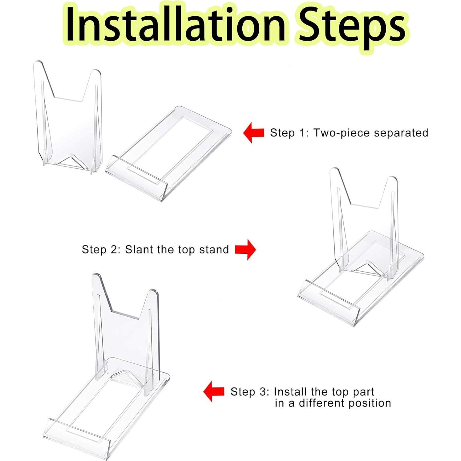 Paquete de 10 Soportes de Acrílico Ajustables para Libros