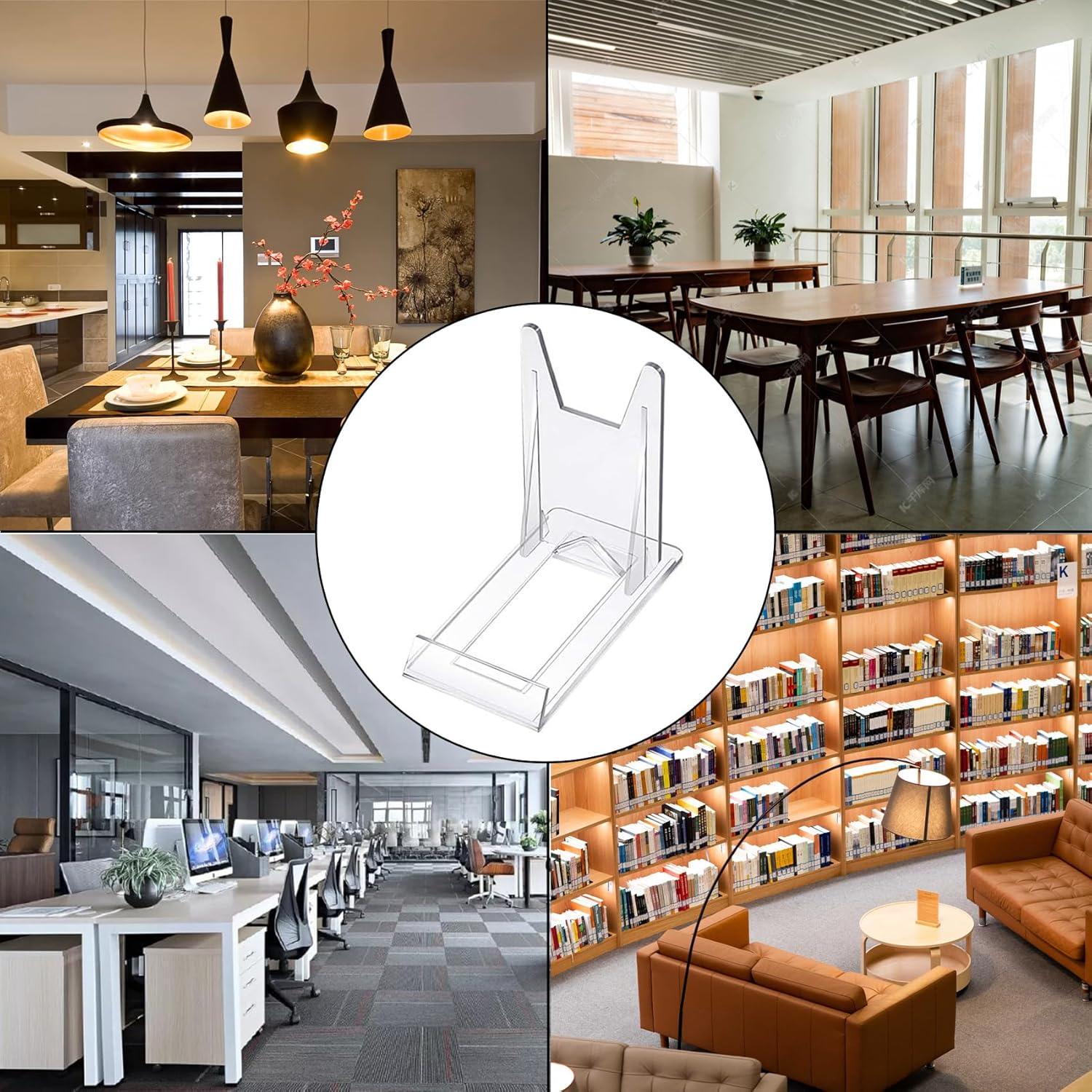 Paquete de 10 Soportes de Acrílico Ajustables para Libros