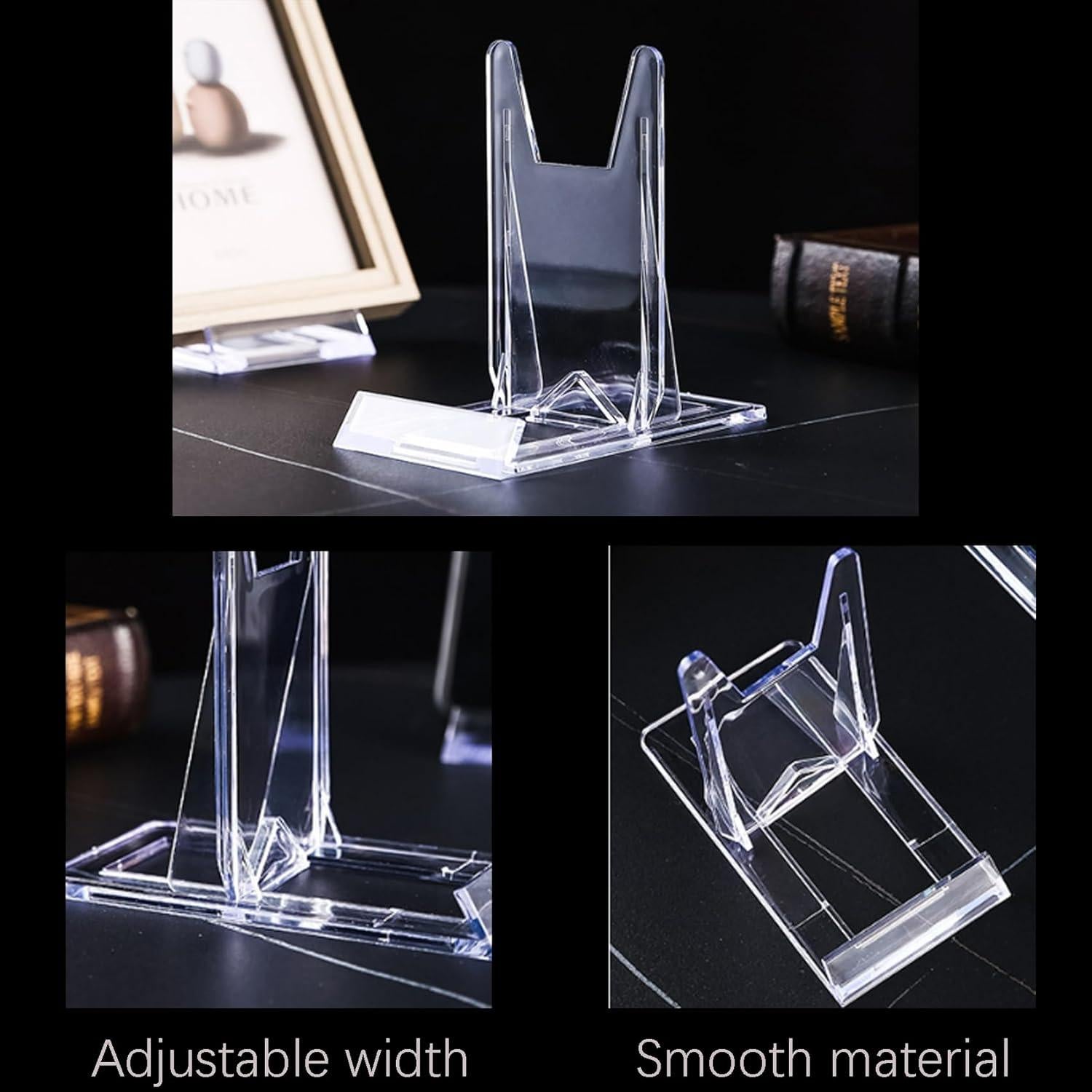 Paquete de 10 Soportes de Acrílico Ajustables para Libros