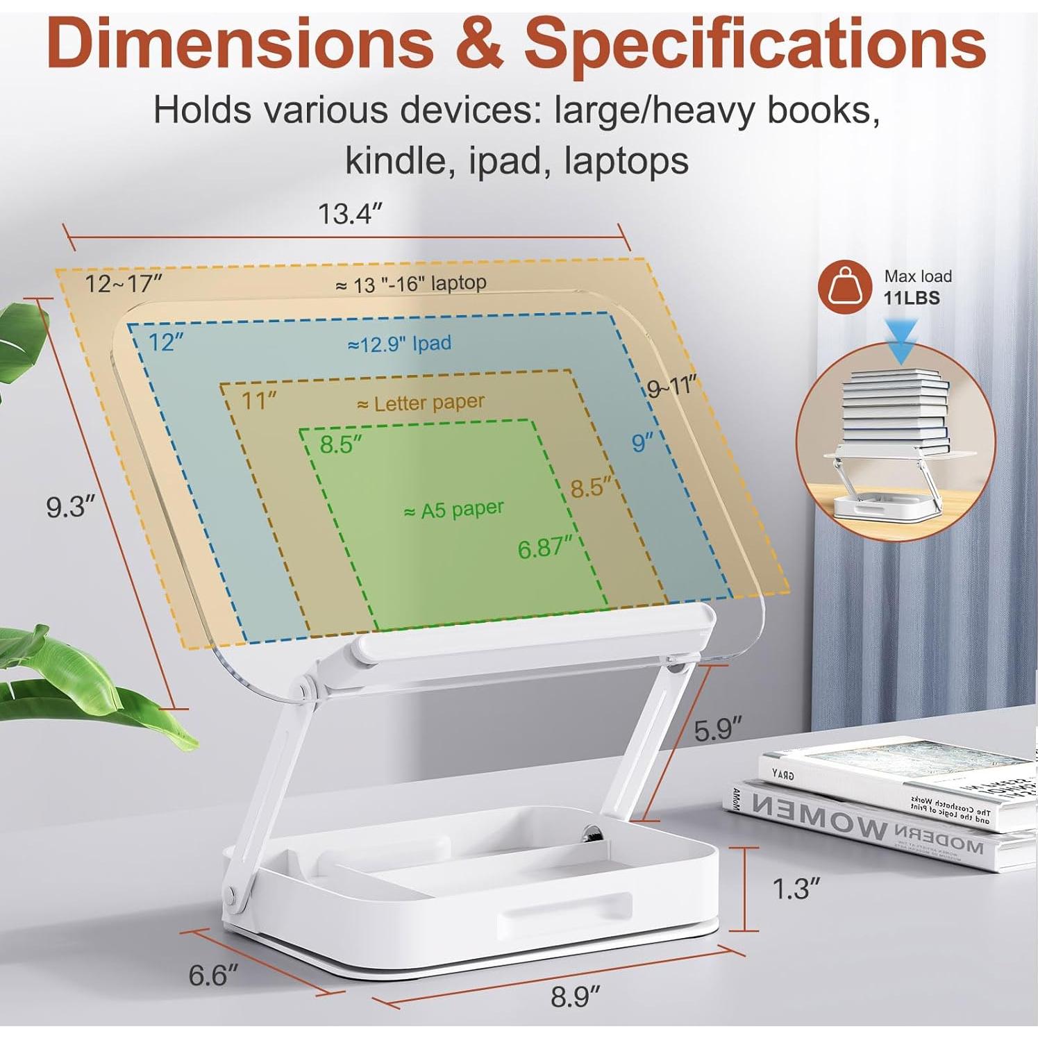 Soporte de Libro Acrílico Ajustable BYMECOST 34x23.6cm