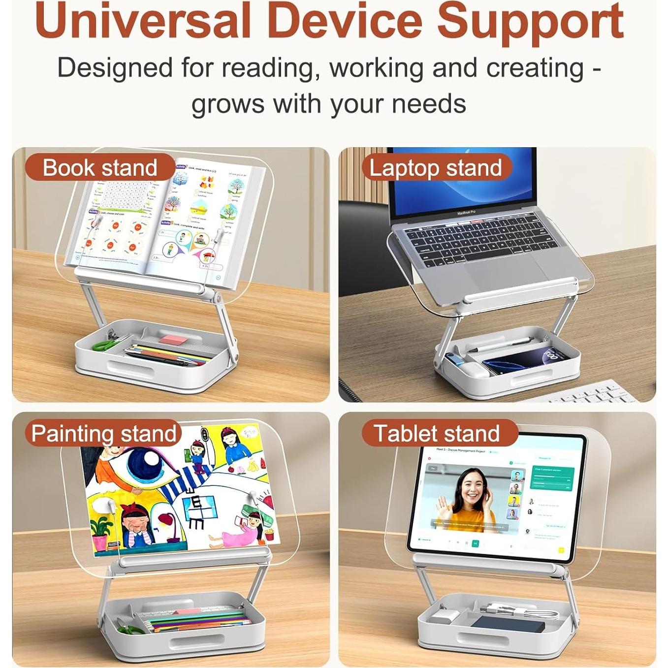 Soporte de Libro Acrílico Ajustable BYMECOST 34x23.6cm