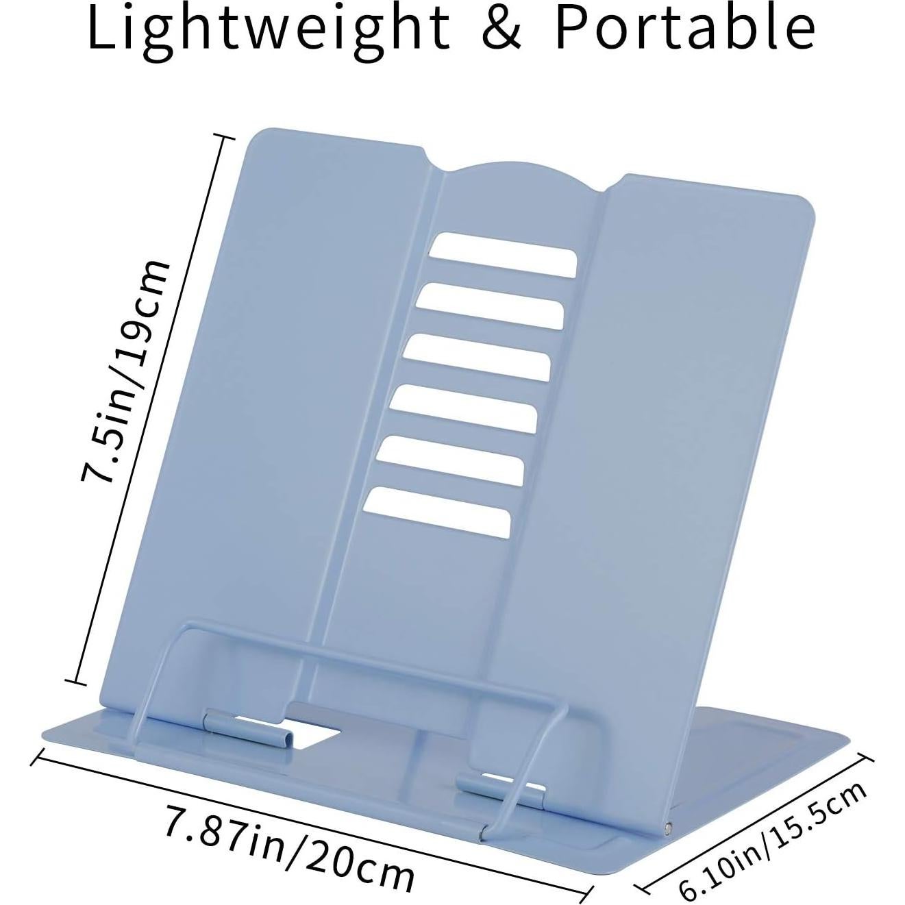 Soporte de Libro Ajustable Blizzow - Metal Plegable Azul Claro