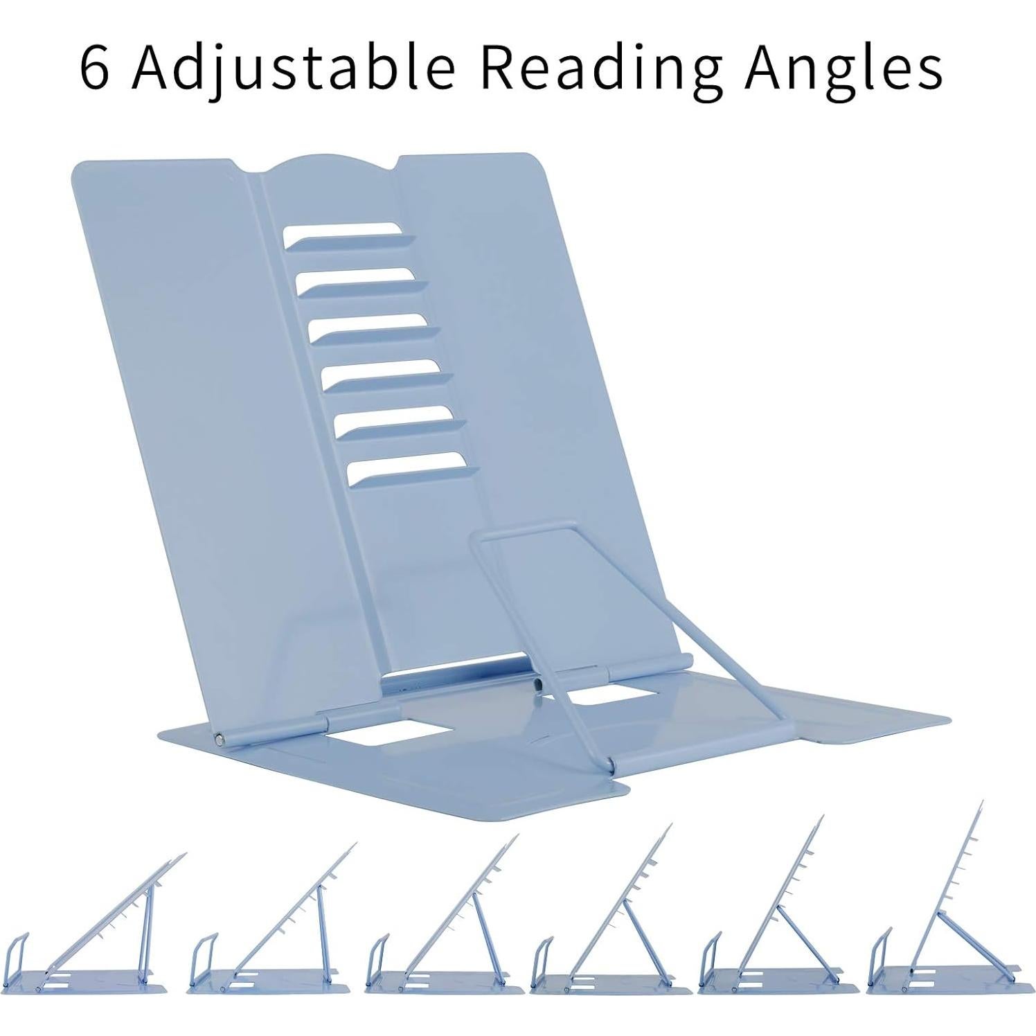 Soporte de Libro Ajustable Blizzow - Metal Plegable Azul Claro