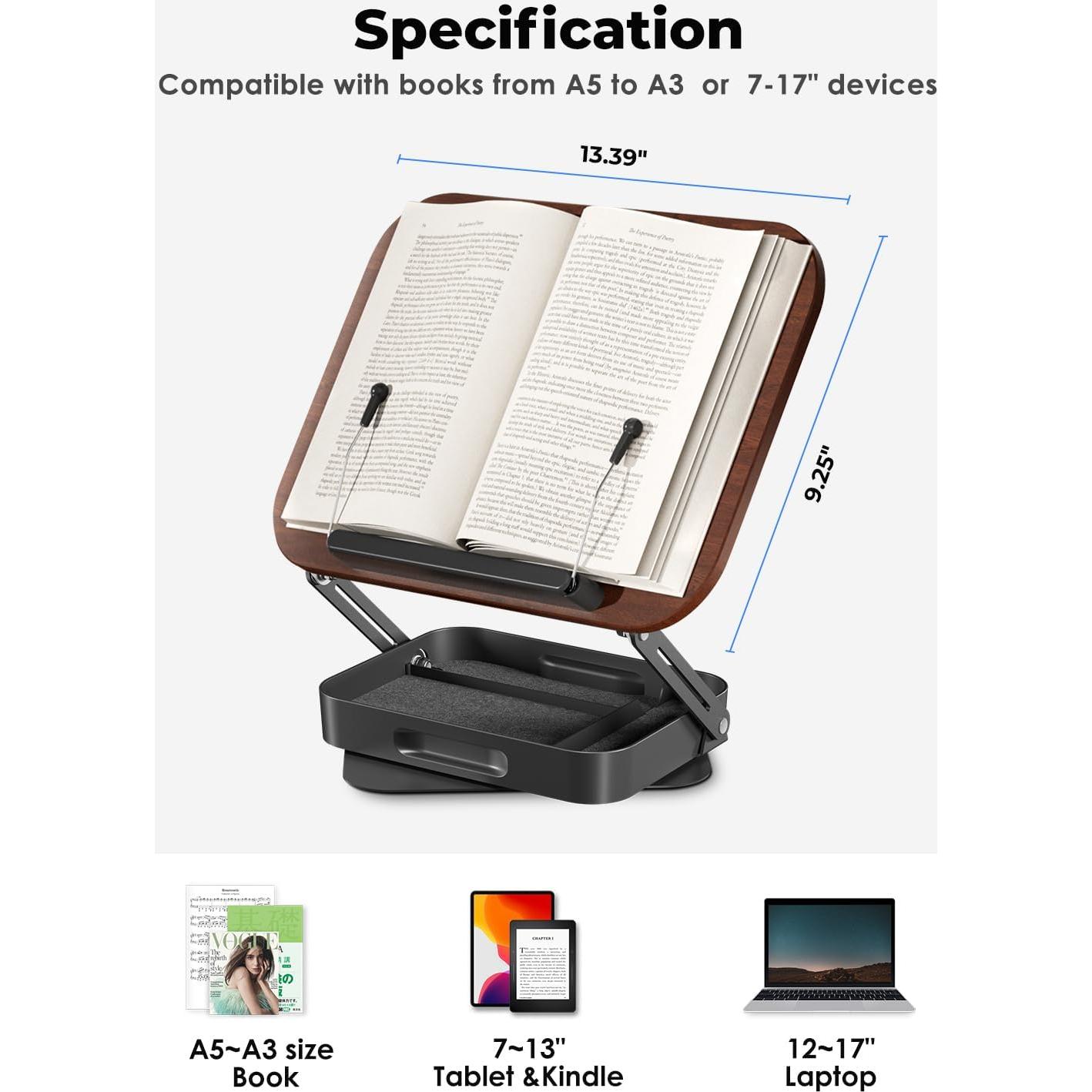 Soporte de Libro Viozon Plegable con Almacenamiento 360°