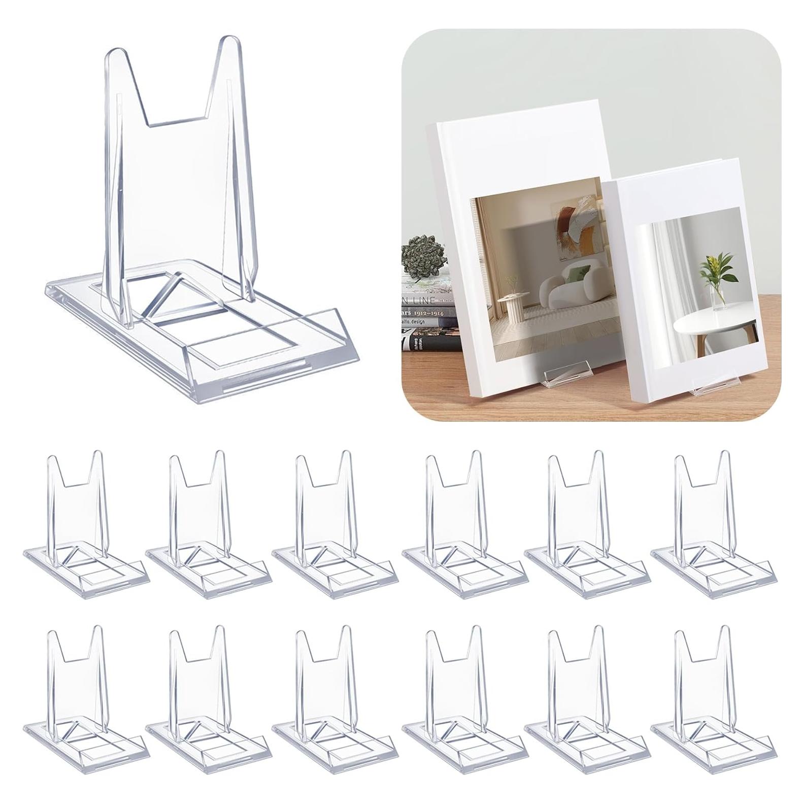 Paquete de 12 Soportes de Exhibición Ajustables Acrílico Transparente