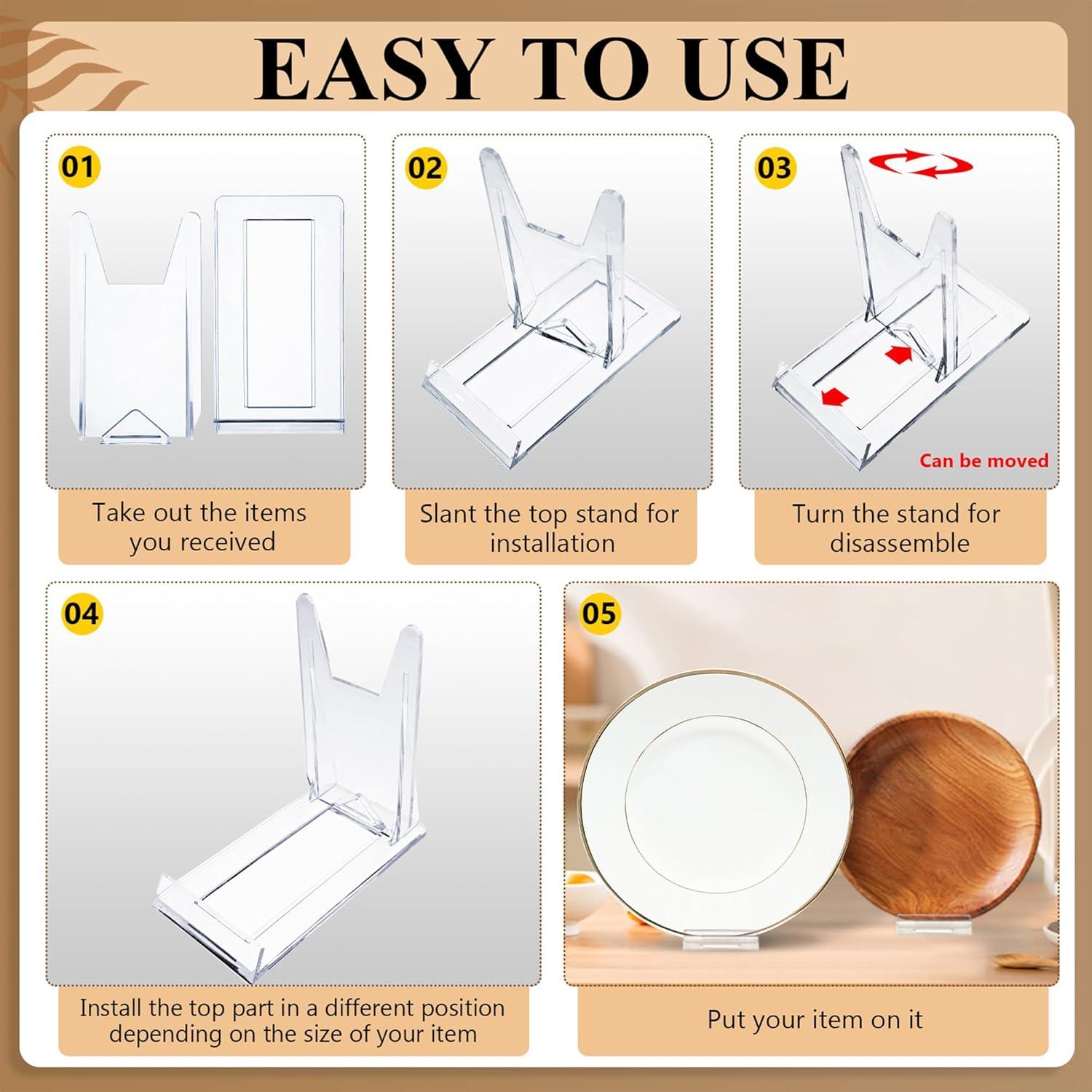 Paquete de 12 Soportes de Exhibición Ajustables Acrílico Transparente