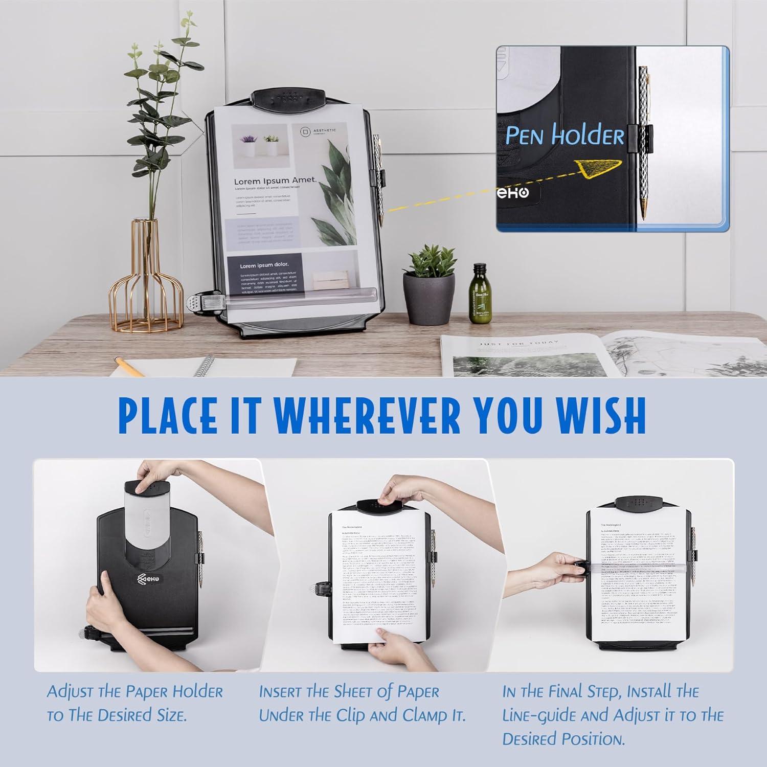 Soporte de Documento Ajustable EHO Negro para A4