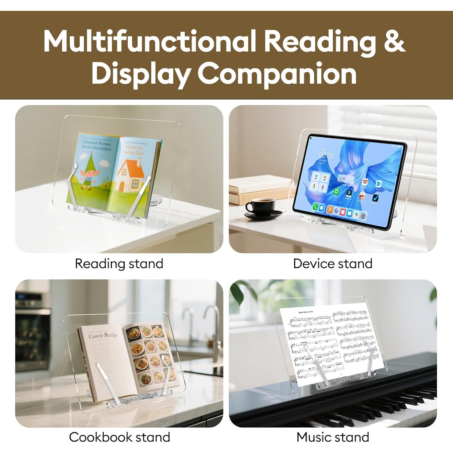 Soporte de Cocina y Música Plegable Beswishy Acrílico 23.9x34cm