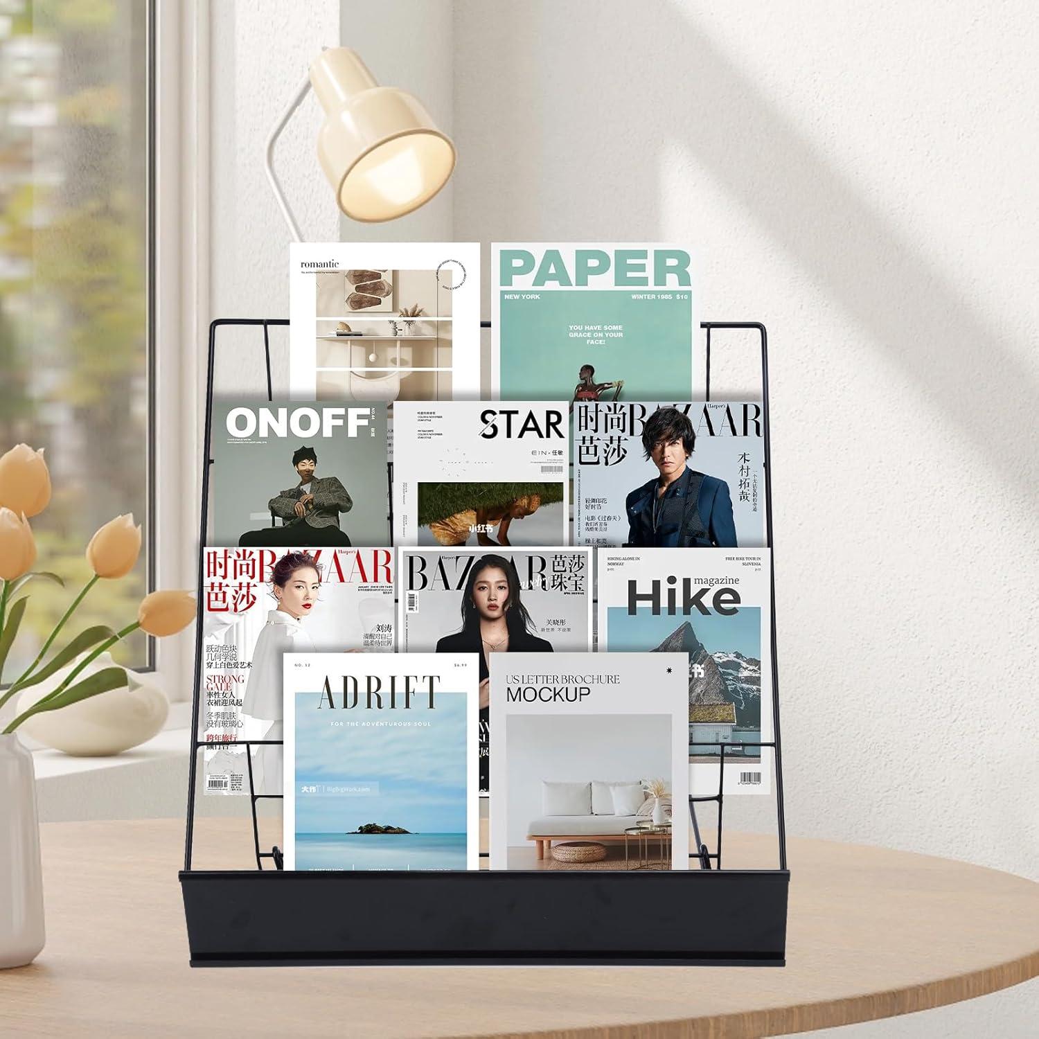 Soporte de Exhibición de Libros AshKiz 4 Niveles Metal Negro