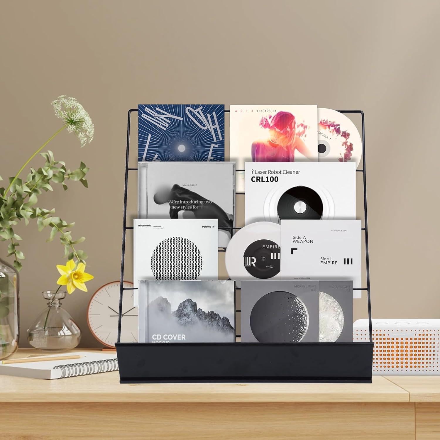 Soporte de Exhibición de Libros AshKiz 4 Niveles Metal Negro