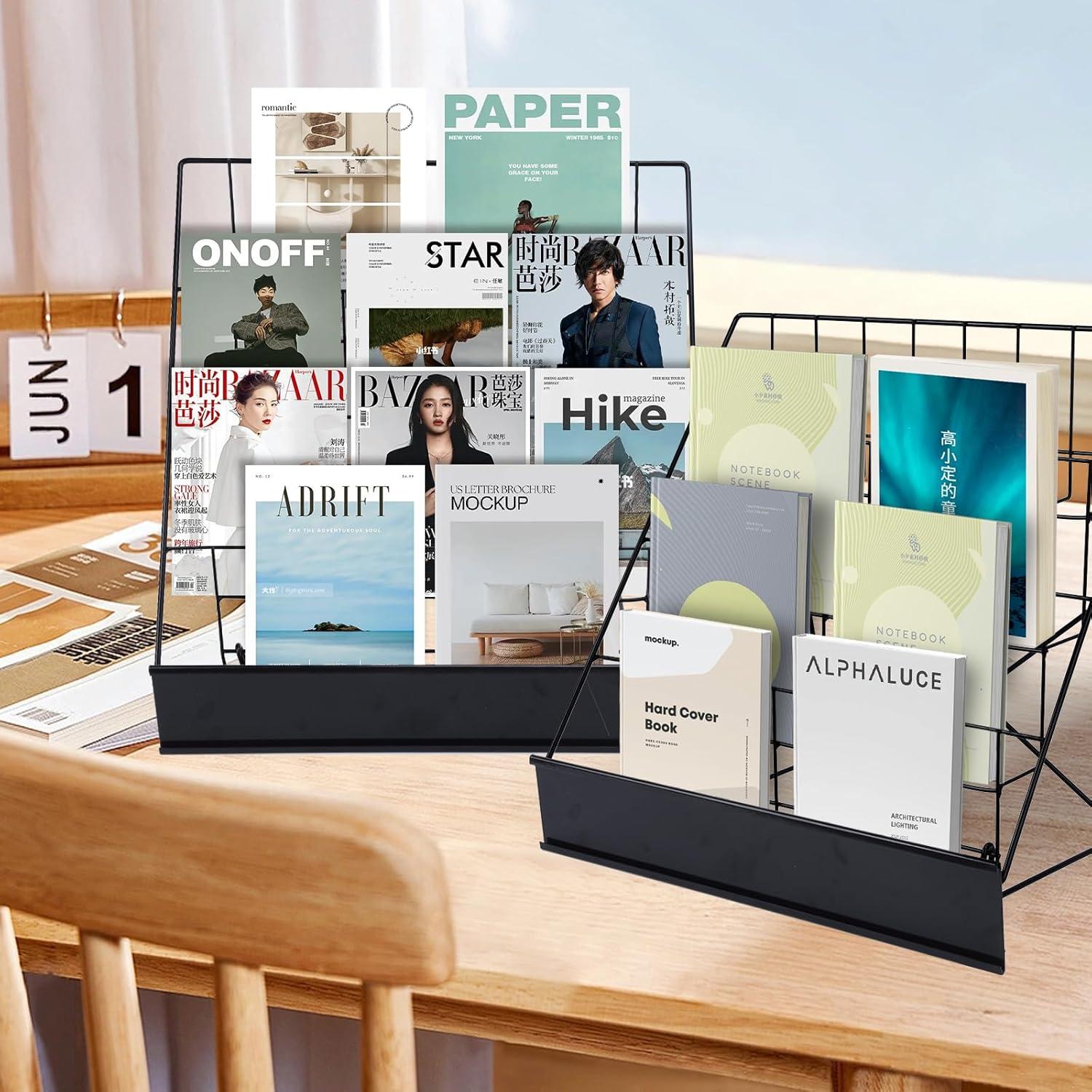 Soporte de Exhibición de Libros AshKiz 4 Niveles Metal Negro