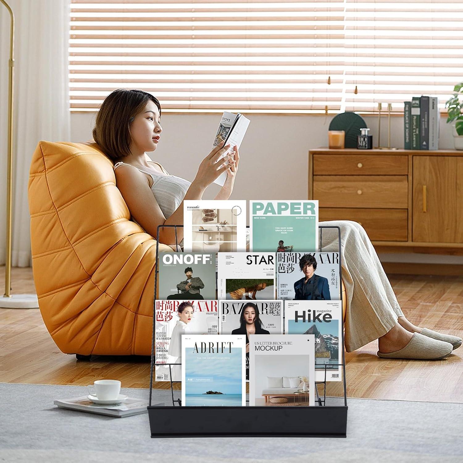 Soporte de Exhibición de Libros AshKiz 4 Niveles Metal Negro