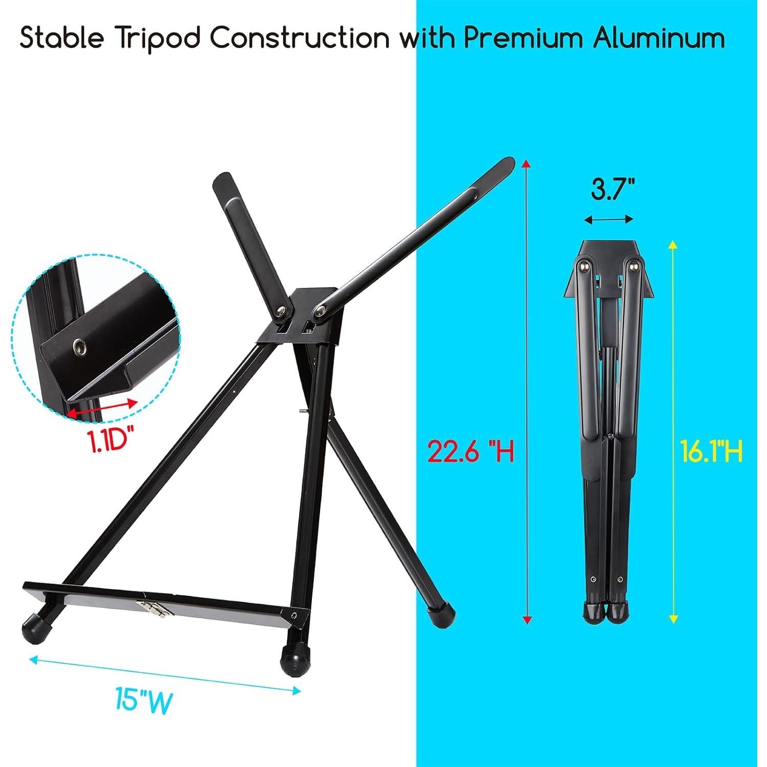 Caballetes de Mesa MEEDEN 4 Piezas Aluminio Plegable Negro