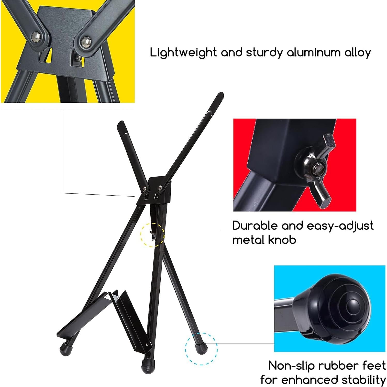 Caballetes de Mesa MEEDEN 4 Piezas Aluminio Plegable Negro