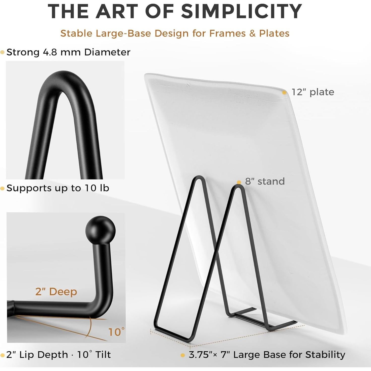 Soportes para Platos TR-LIFE 20 cm, Metal Negro, 2 Piezas