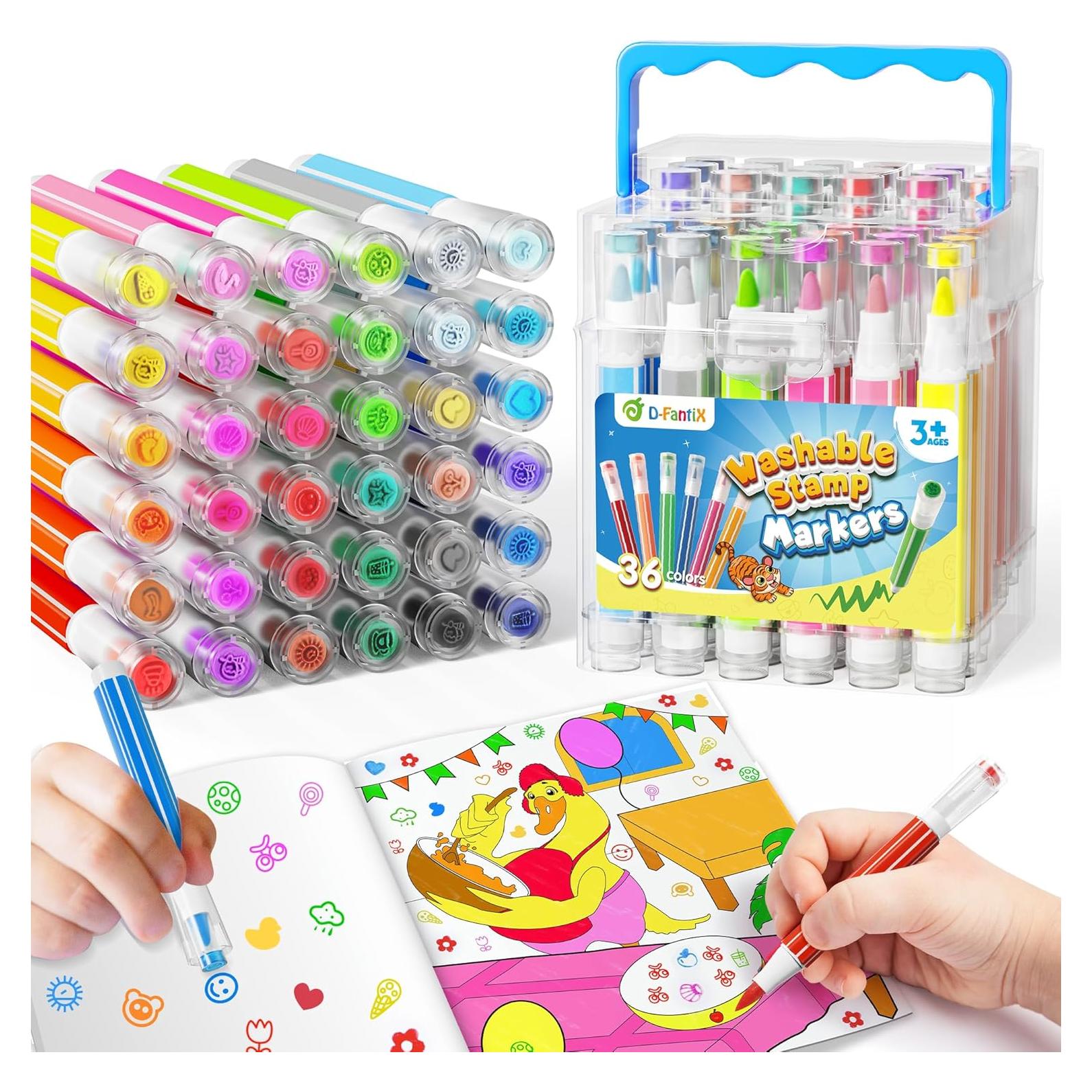 Set de 36 Marcadores Lavables D-FantiX con Libros para Colorear