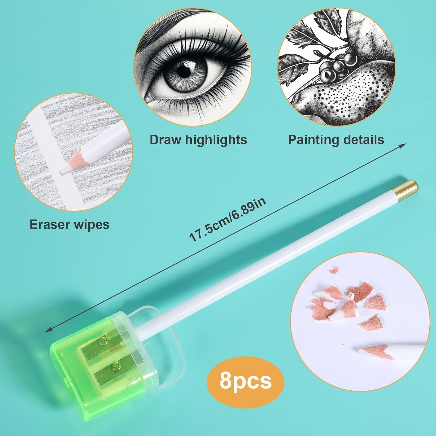 Juego de 8 Lápices Borradores Lusofie 17.5 cm para Artistas