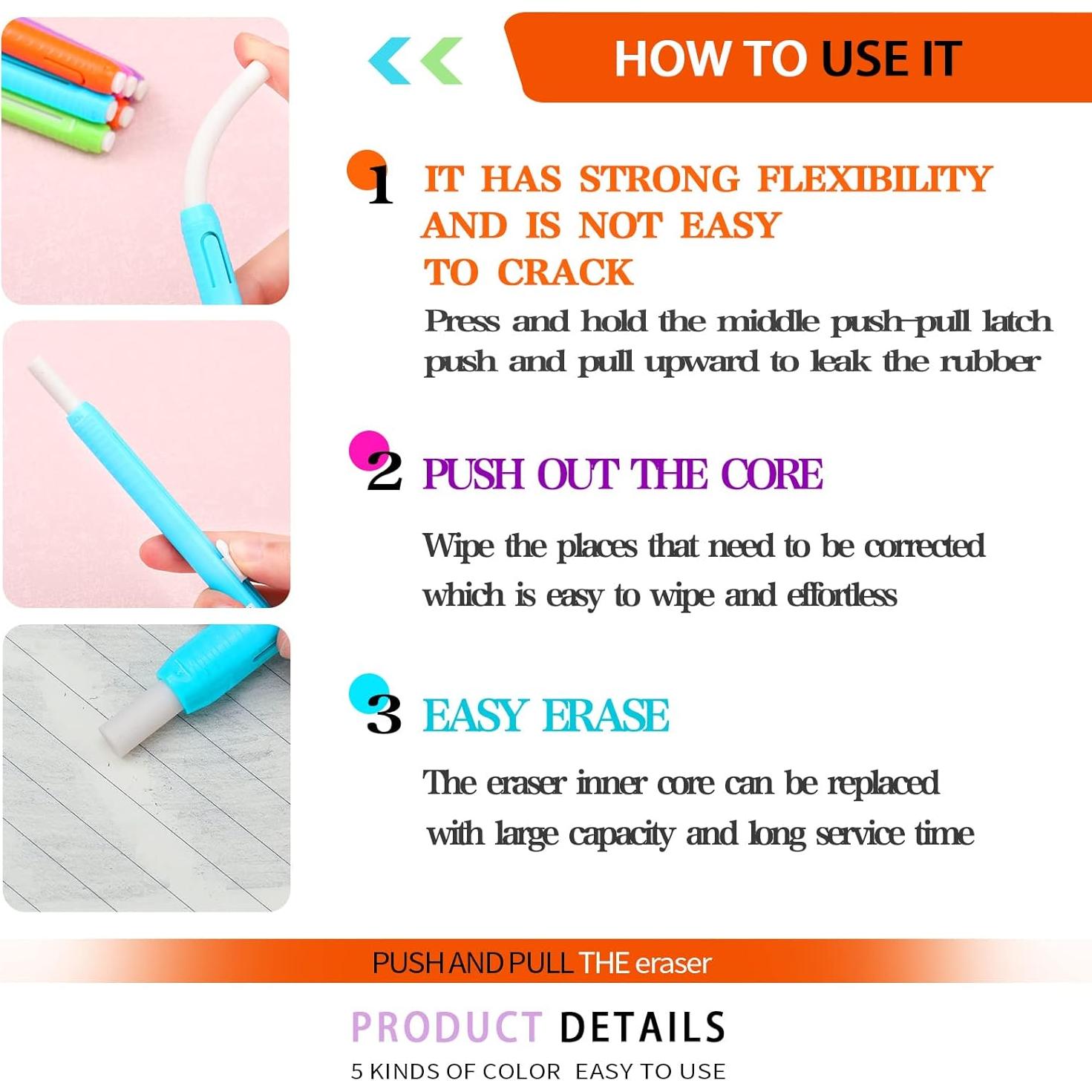 Gomas de Borrar Retráctiles Teling 30 Pcs Multicolor