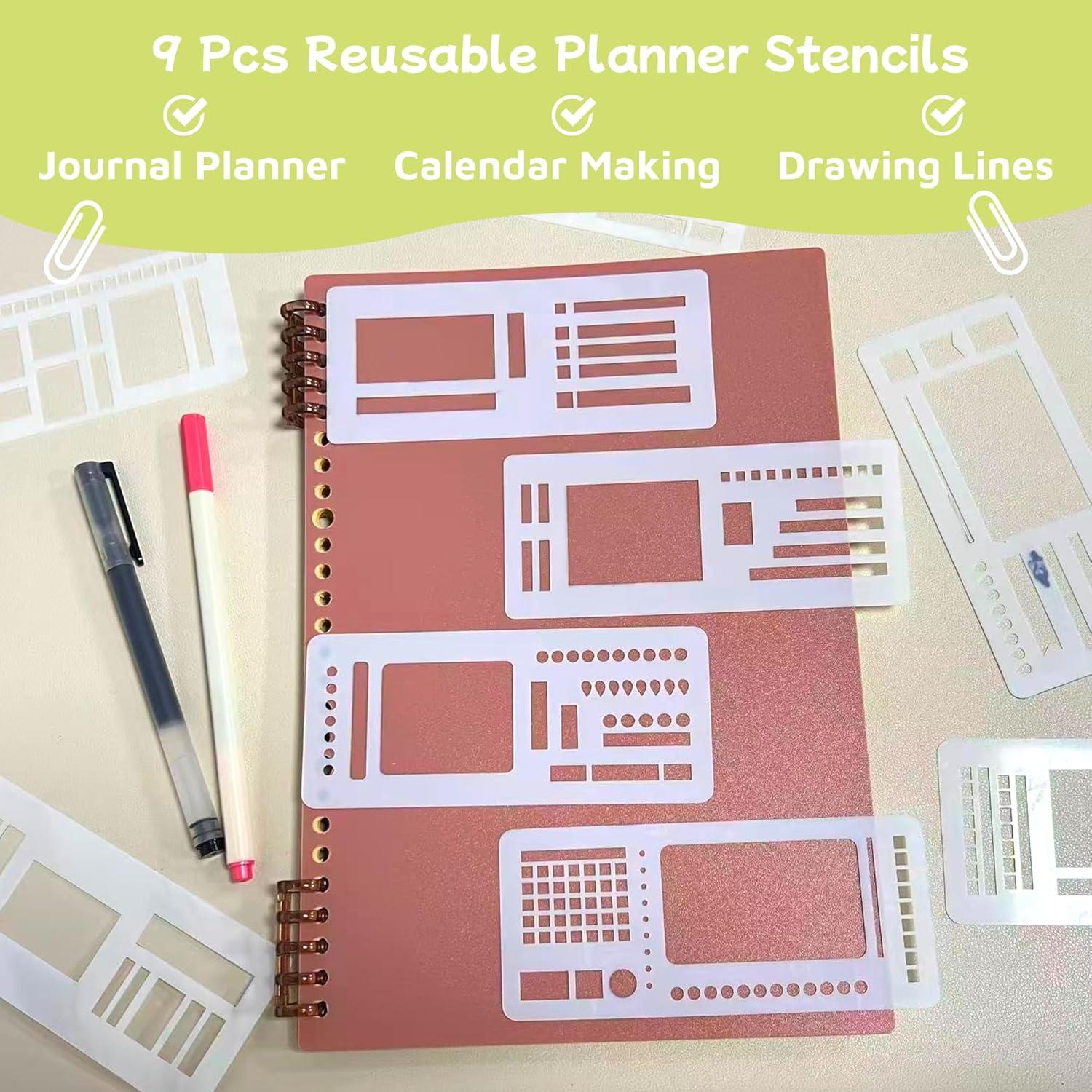 Conjunto de Plantillas Reutilizables Riomh 9 Piezas para Planificadores