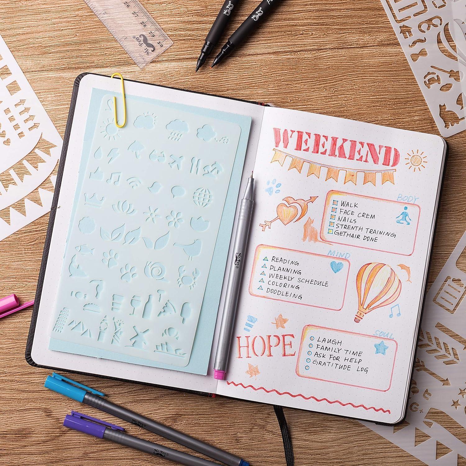 Paquete de 12 Plantillas para Diario Mr. Pen 10.16x17.78 cm