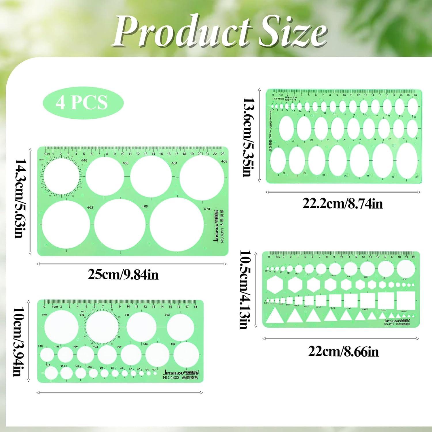 Plantillas de Círculo Tweruna 4 Pcs Plástico Verde 21.6x21.1 cm