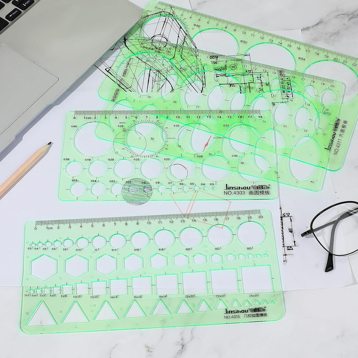 Plantillas de Círculo Tweruna 4 Pcs Plástico Verde 21.6x21.1 cm